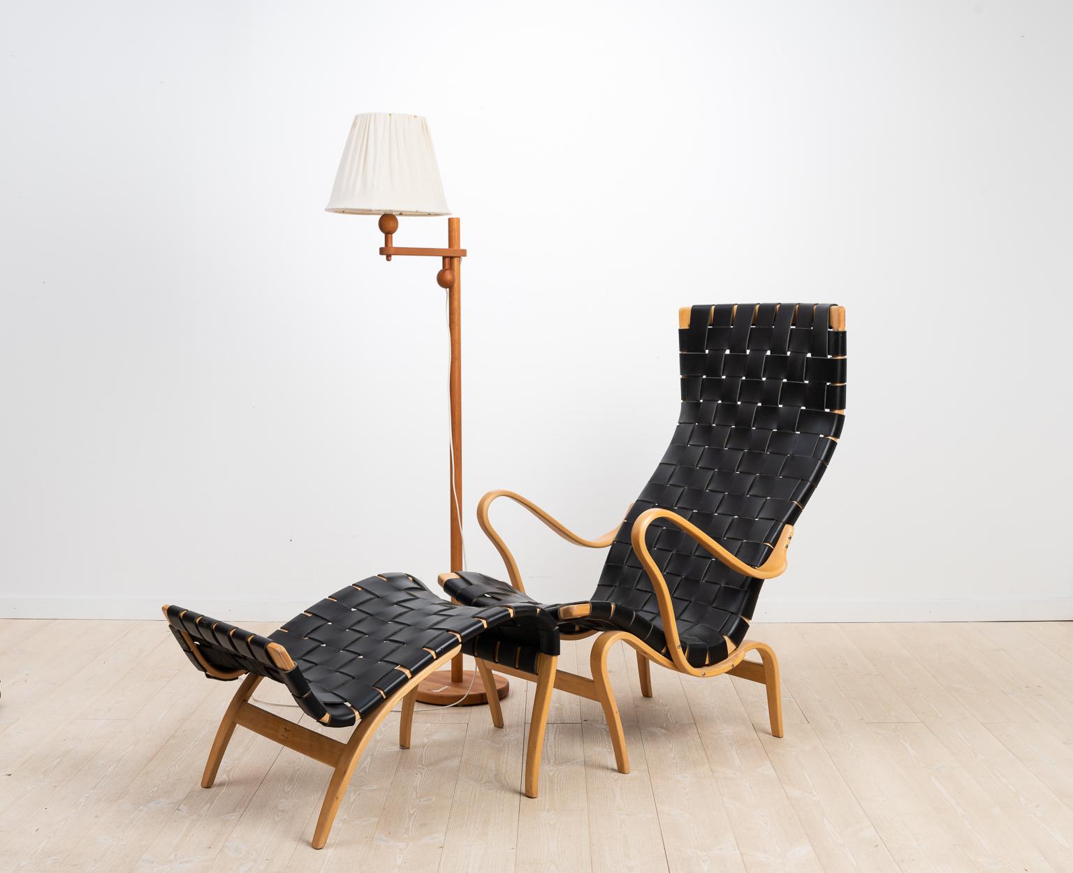 Mid-Century Modern Bruno Matsson Lounge Chair Pernilla 2 and Ottoman Pernilla 69