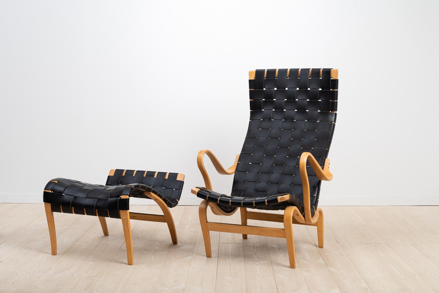 Bruno Matsson Lounge Chair Pernilla 2 and Ottoman Pernilla 69 1