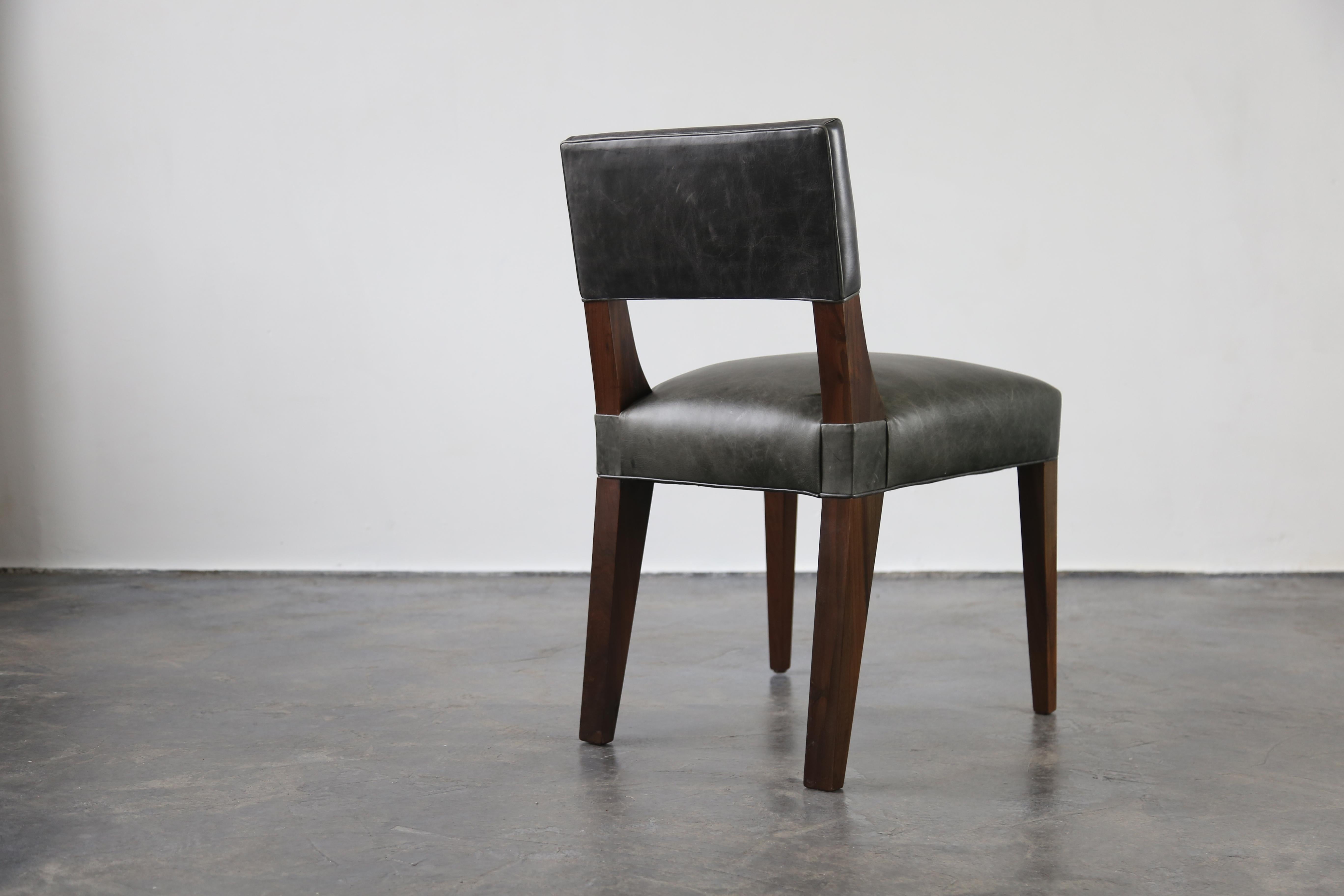 Contemporary Bruno Modern Dining Chair in Argentine Rosewood and Leather from Costantini For Sale