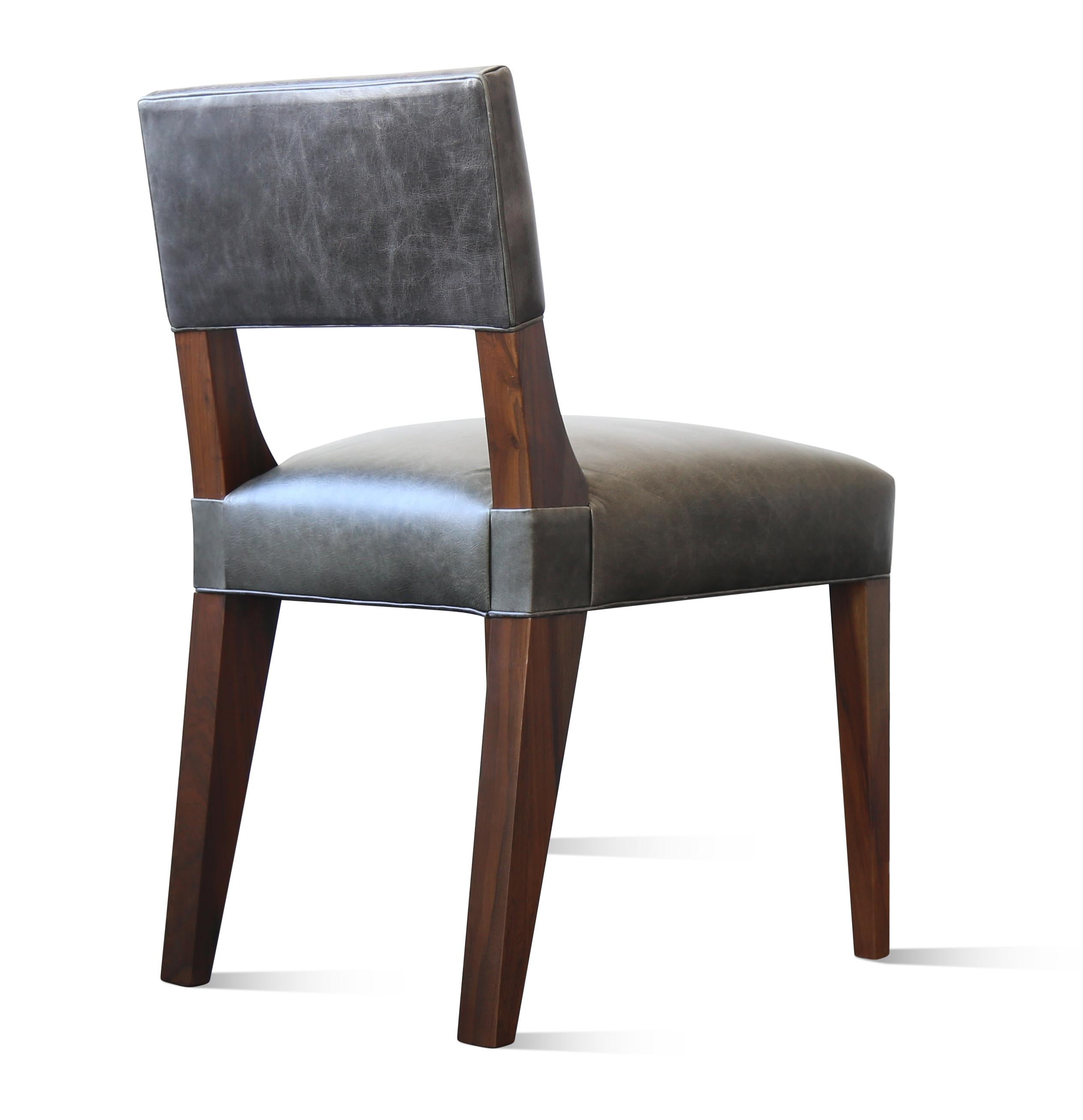 Bruno Modern Dining Chair in Argentine Rosewood and Leather from Costantini For Sale 1