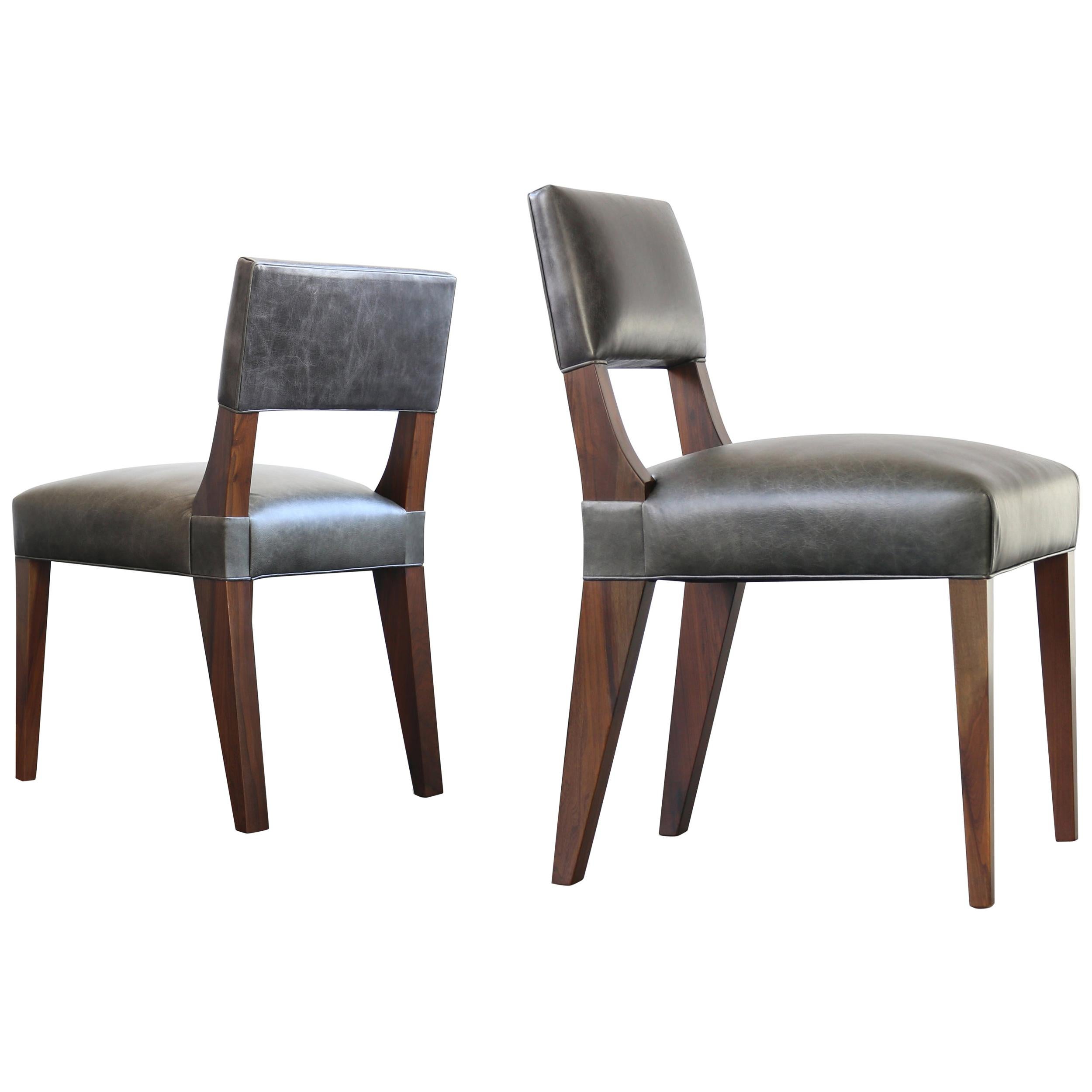 Bruno Modern Dining Chair in Argentine Rosewood and Leather from Costantini For Sale