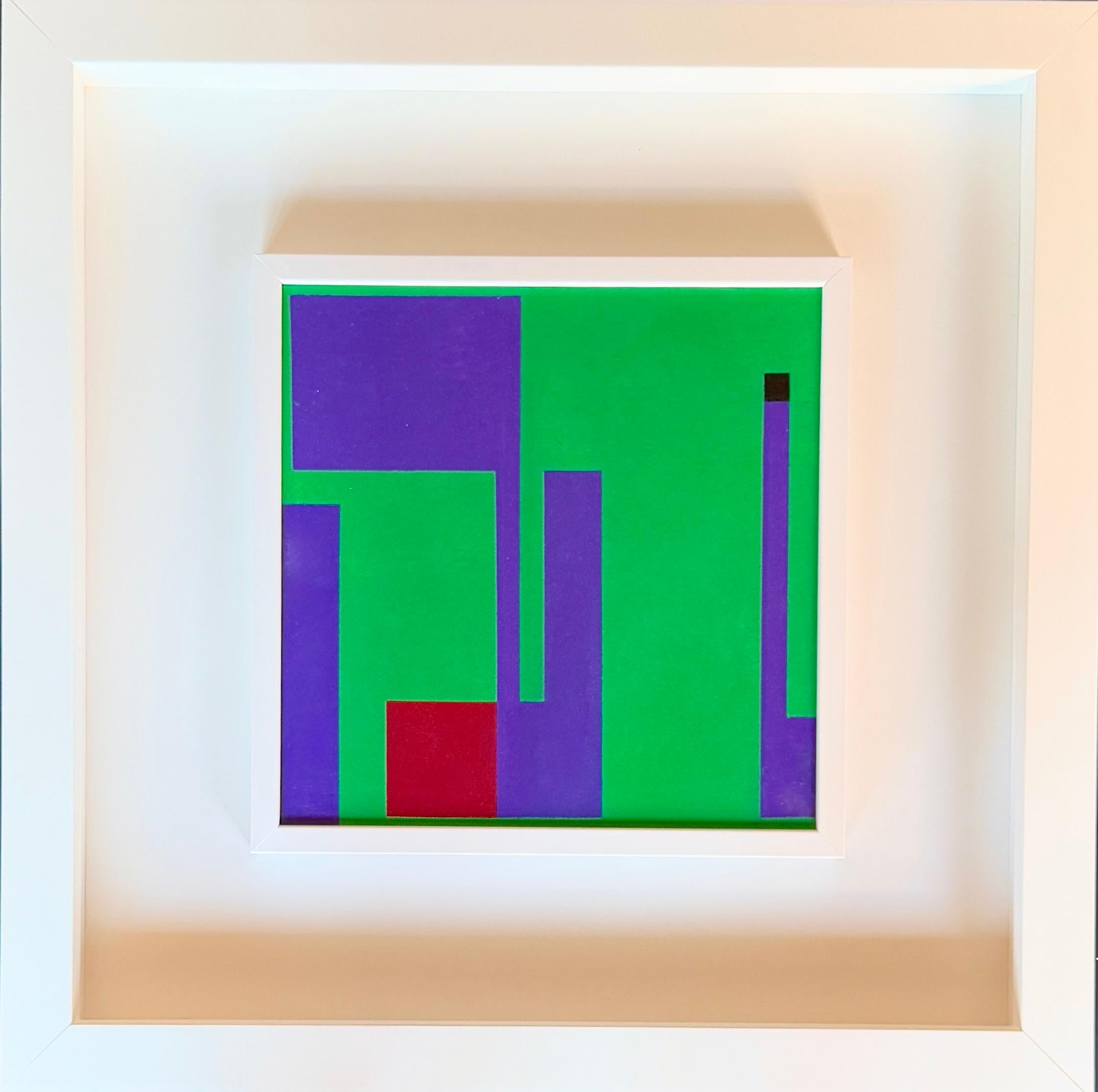 Huile sur panneau de bois, 1951.
Œuvre unique, titrée et signée à la main au crayon feutre par l'artiste au verso.

Taille de l'œuvre : 30 x 30 cm
Dimensions du cadre : 33 x 33 cm
Très bonnes conditions, avec des couleurs vives et