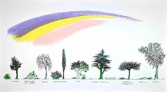 Un Viale di Alberi Diversi - Sérigraphie de Bruno Munari - années 1980