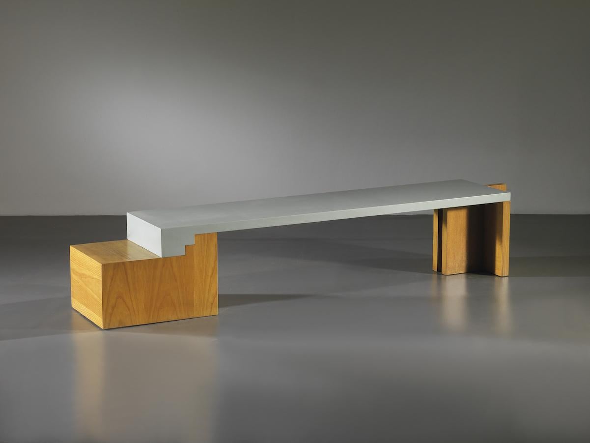 Bruno Nanni (1927-2023), monumental wooden bench, Italy 1970s

Coming from an important Bolognese villa entirely designed by Bruno Nanni, the bench is characterized by its bold and innovative, refined and sophisticated design, typical of the rare