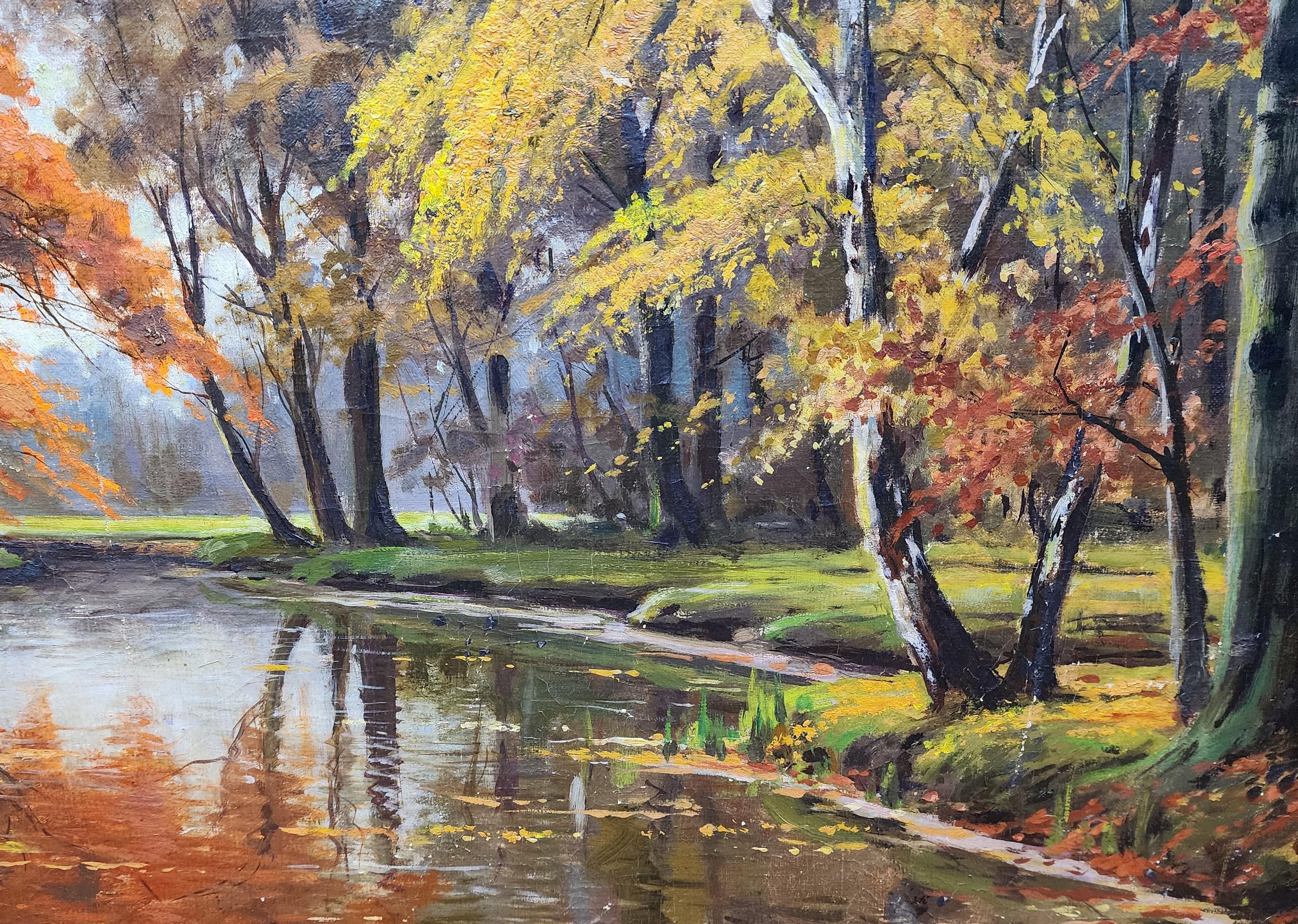 Herbst im Spreewald, bunte deutsche Landschaft – Painting von Bruno Otto Max Moras