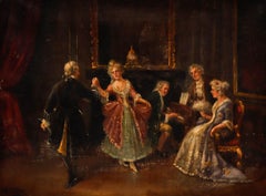 Bruno Blatter - Deutsche Schule Ende 19. Jahrhundert Öl, Tanzen im Salon