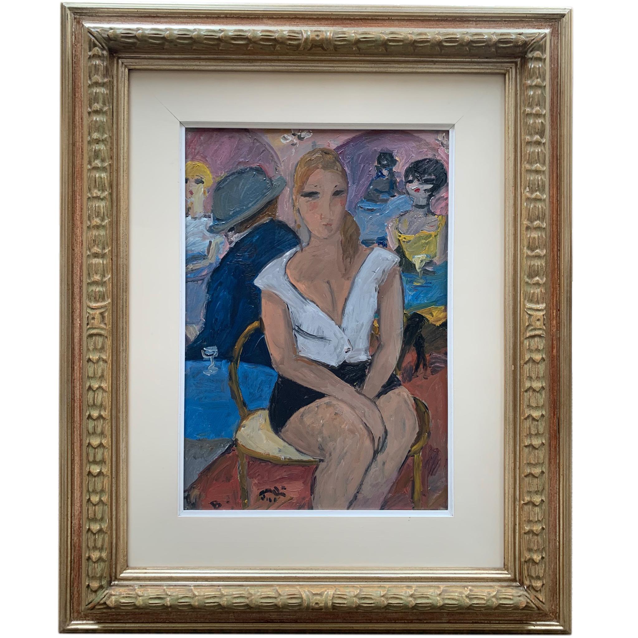 Cafe von Bruno Paoli – Figuratives Gemälde im Angebot 1