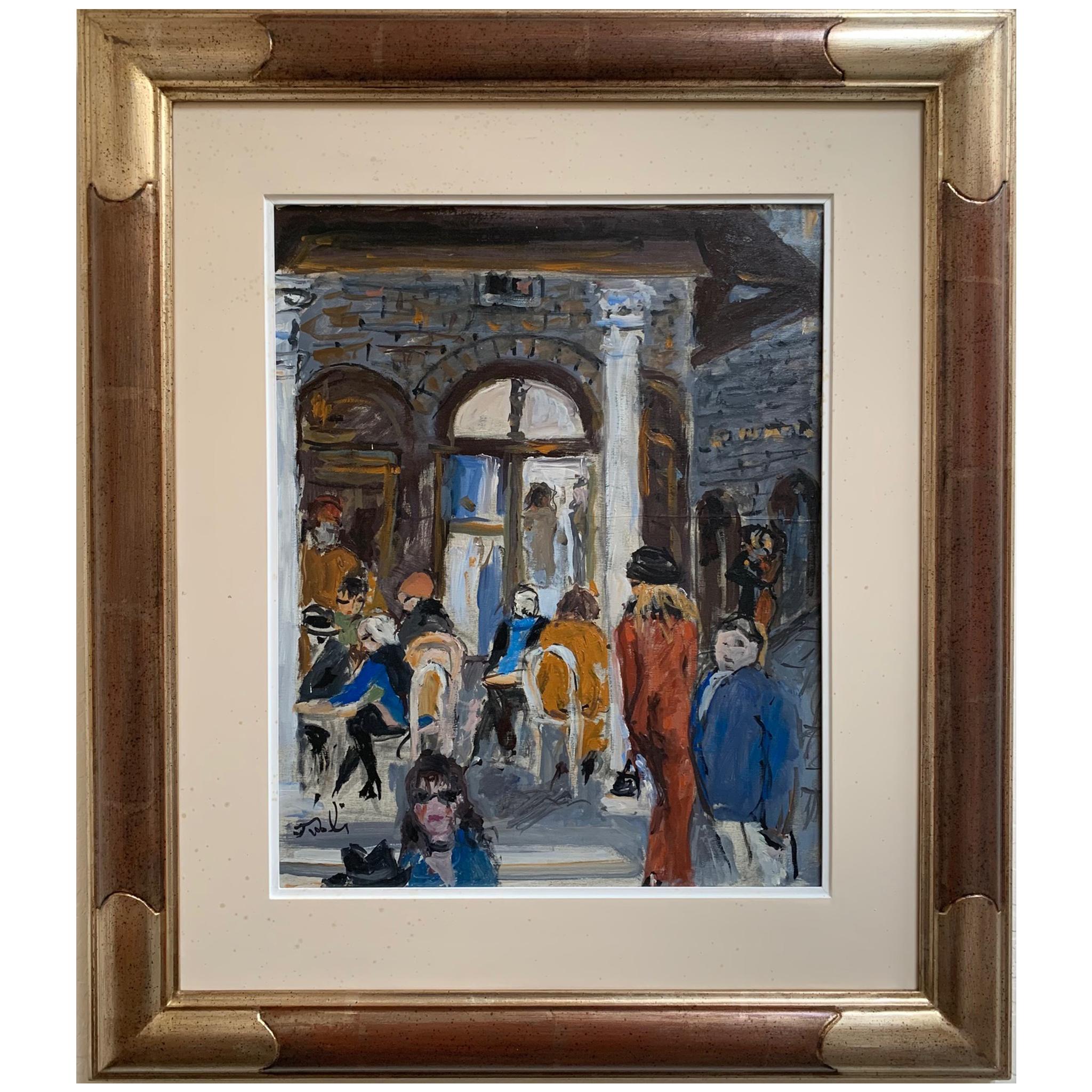 Columns And Walls In Florence By Bruno Paoli - Figurative Painting For Sale 1