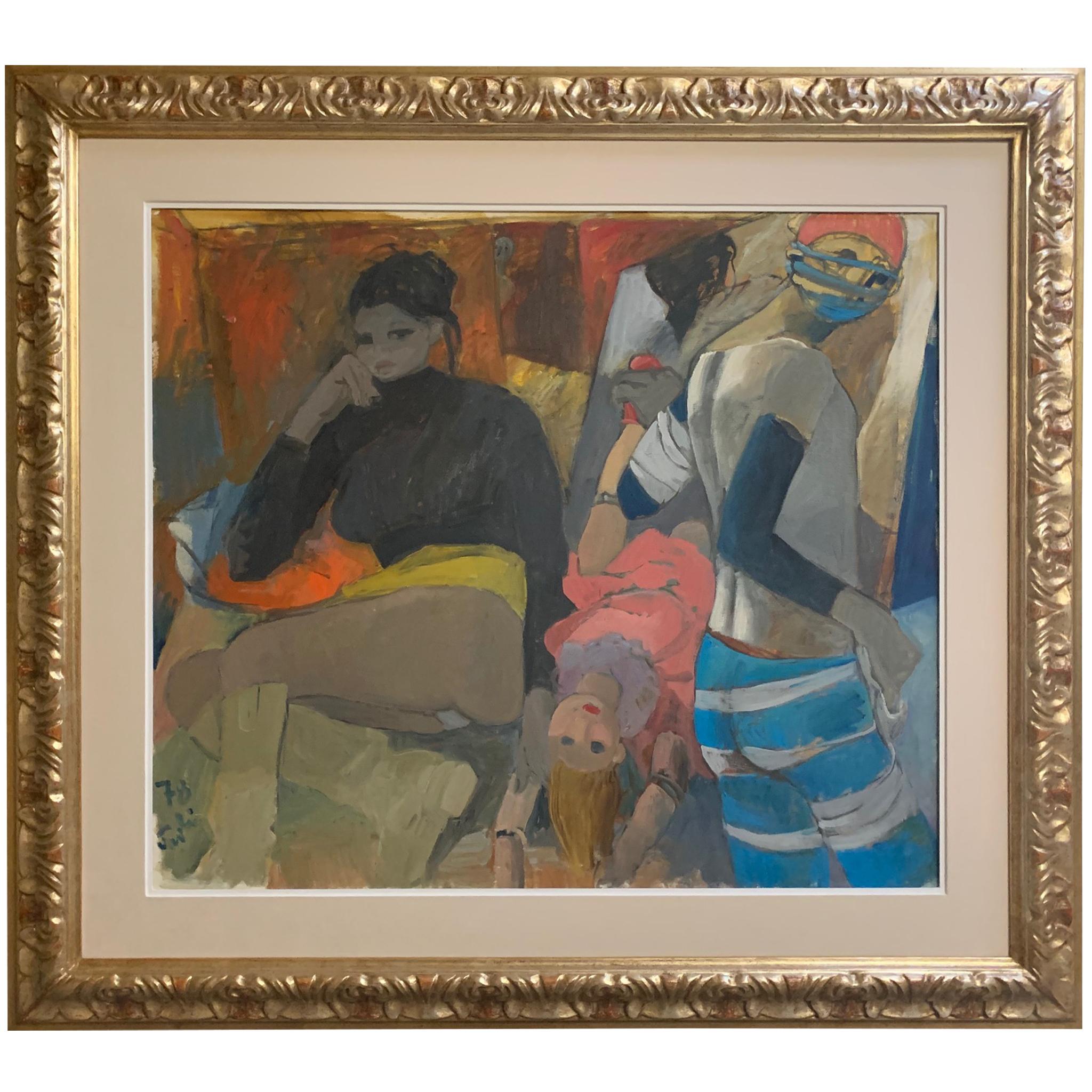 Doll In The Mirror By Bruno Paoli - Figurative Malerei im Angebot 1