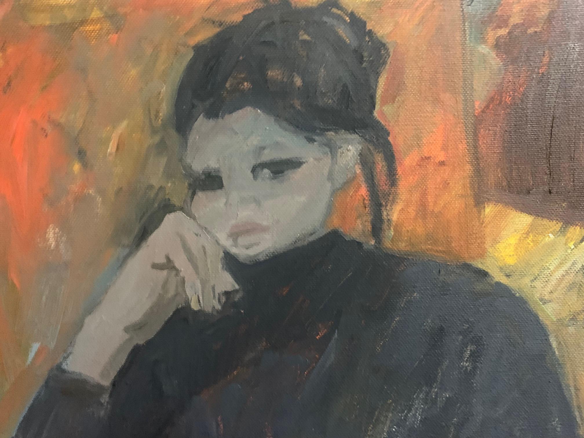 Doll In The Mirror By Bruno Paoli - Figurative Malerei im Angebot 3