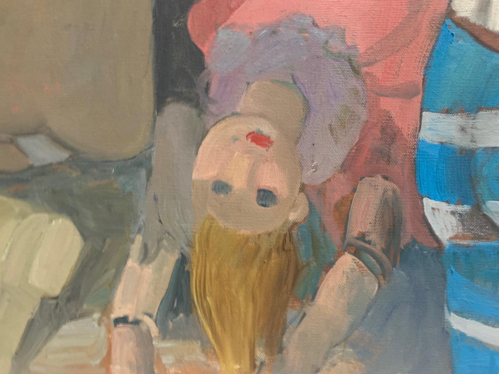 Doll In The Mirror By Bruno Paoli - Figurative Malerei im Angebot 6