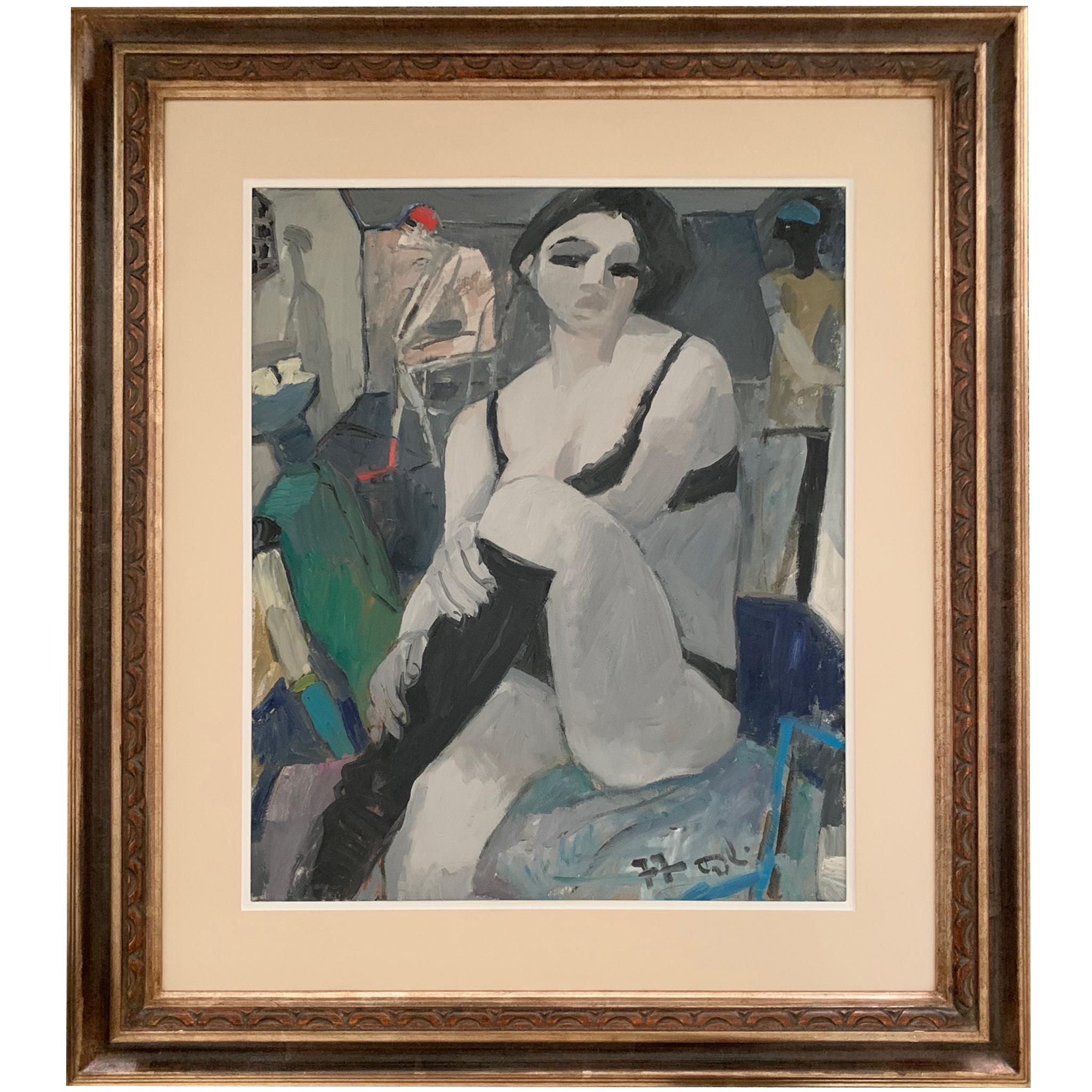 Interior Con Personajes De Bruno Paoli - Pintura Figurativa en venta 1