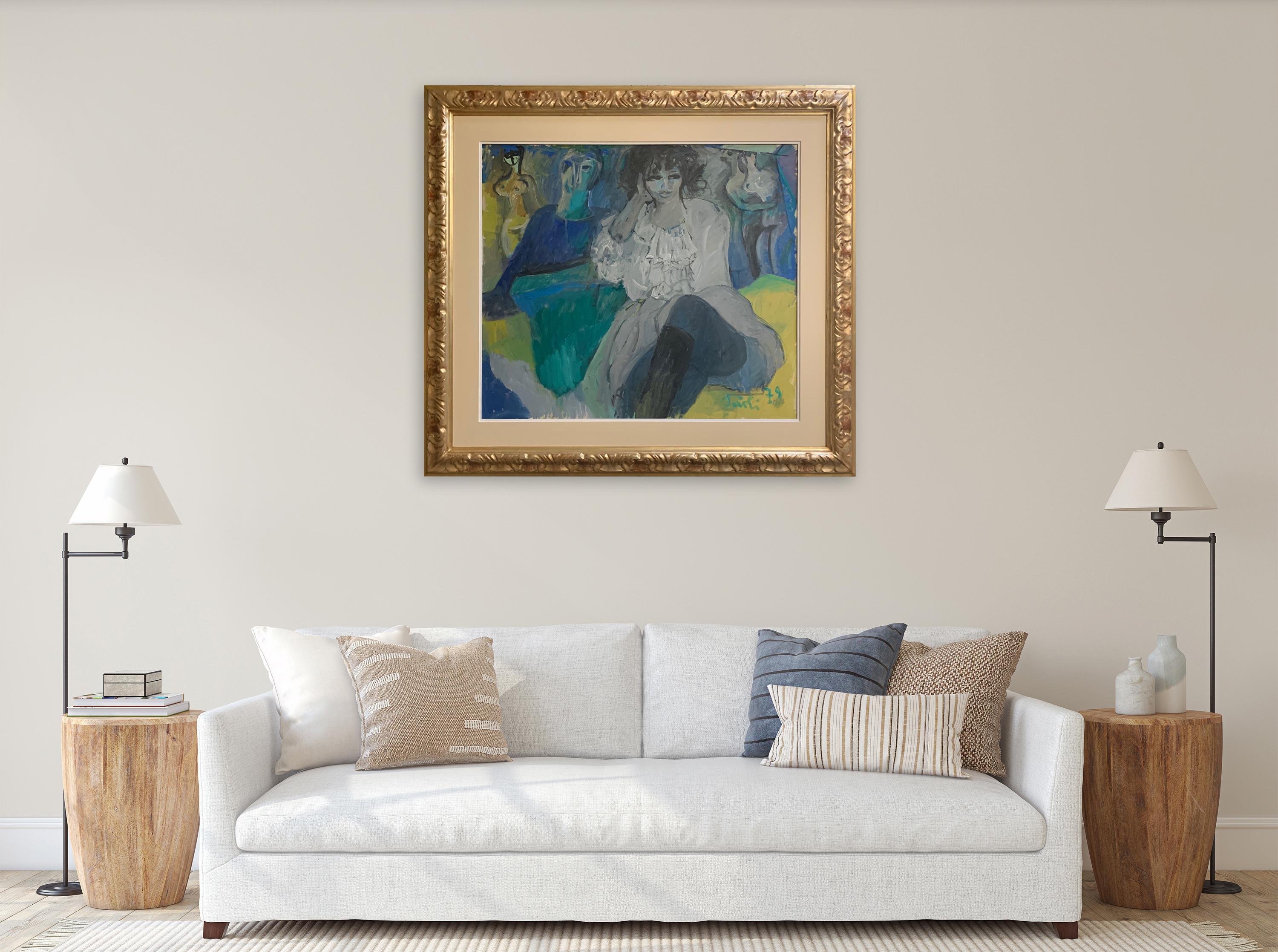 Interieur mit Figuren von Bruno Paoli – Figuratives Gemälde im Angebot 2