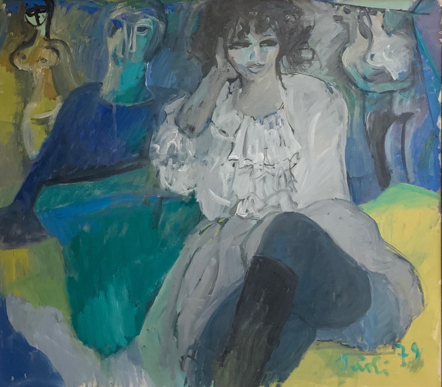 Interior With Figures By Bruno Paoli - Figurative Painting