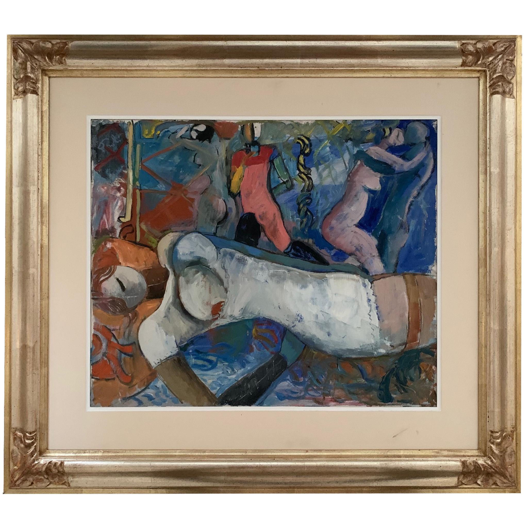 Lounge-Zeichnungsraum von Bruno Paoli – Figuratives Gemälde im Angebot 1