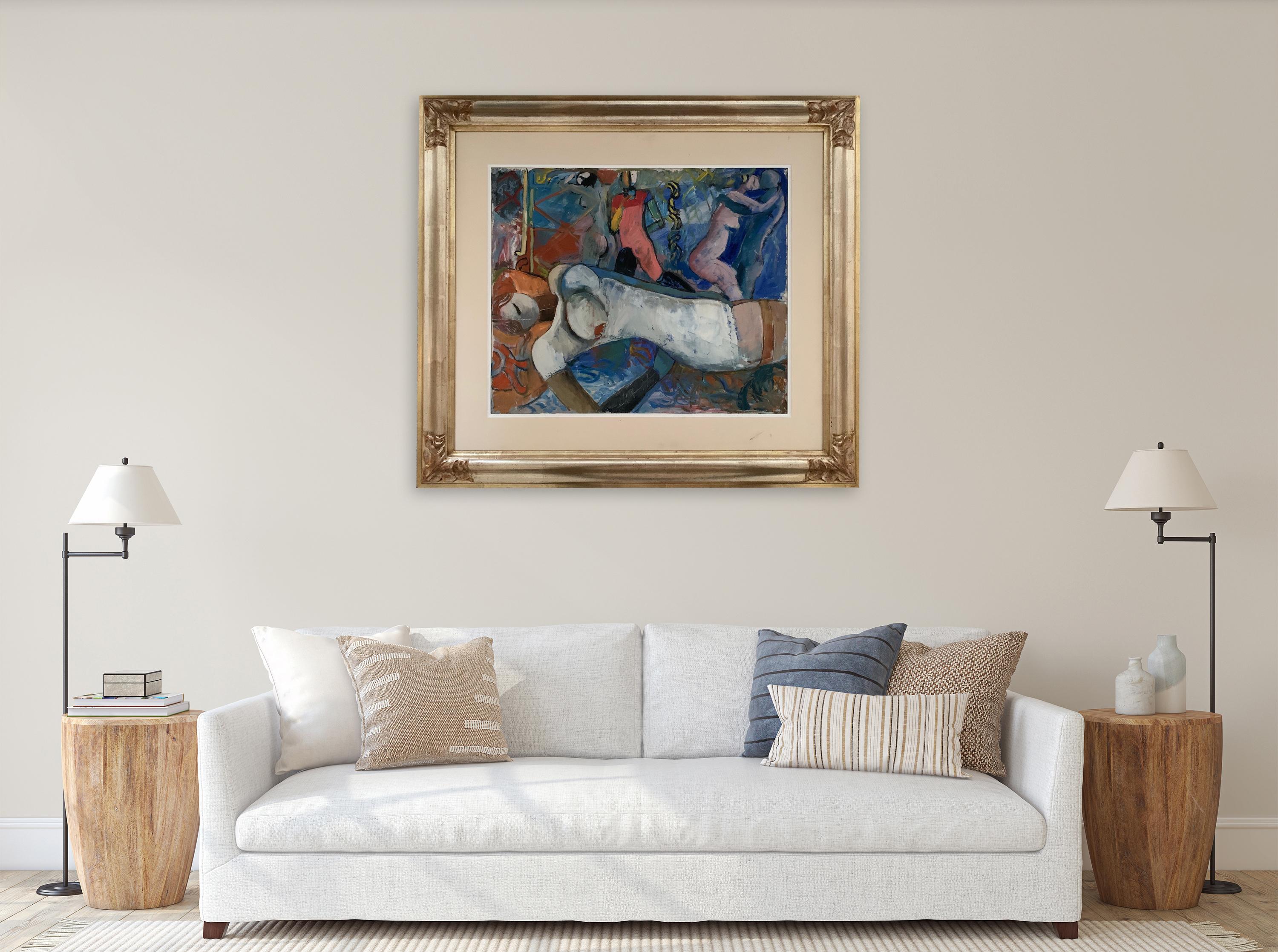 Lounge-Zeichnungsraum von Bruno Paoli – Figuratives Gemälde im Angebot 2