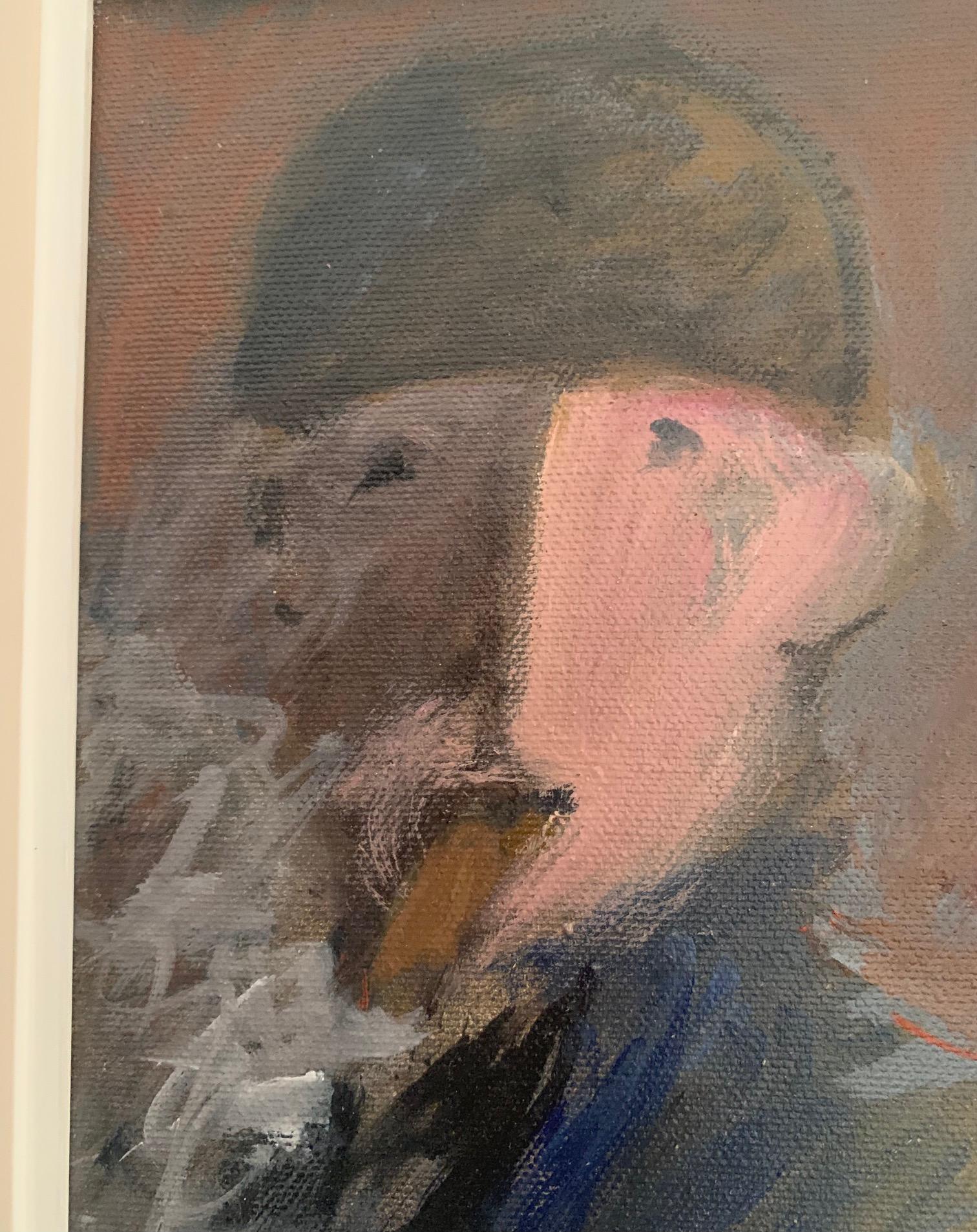 Modelo Con Pintor De Bruno Paoli - Pintura Figurativa en venta 5