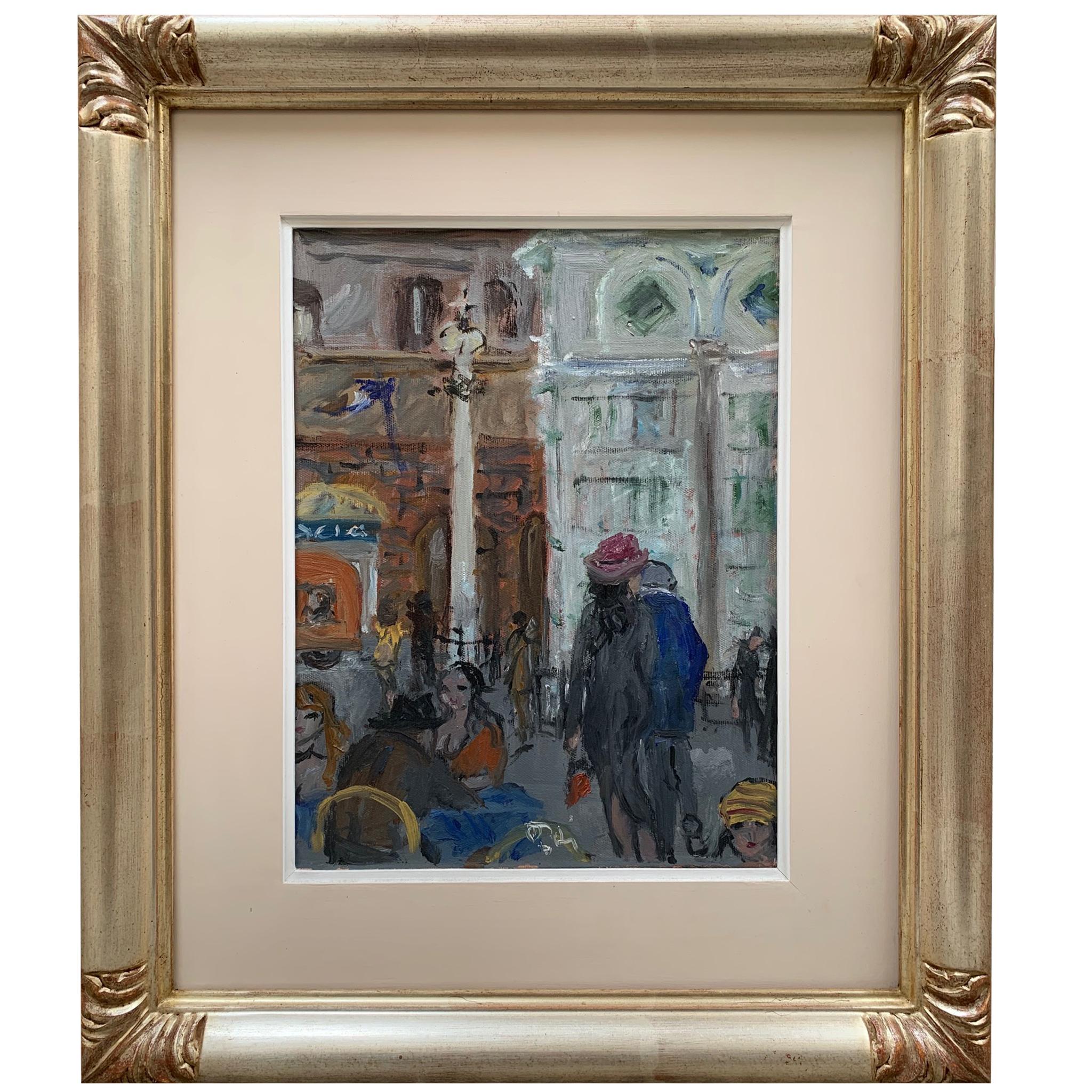 People In Florence By Bruno Paoli - Figurative Painting For Sale 1