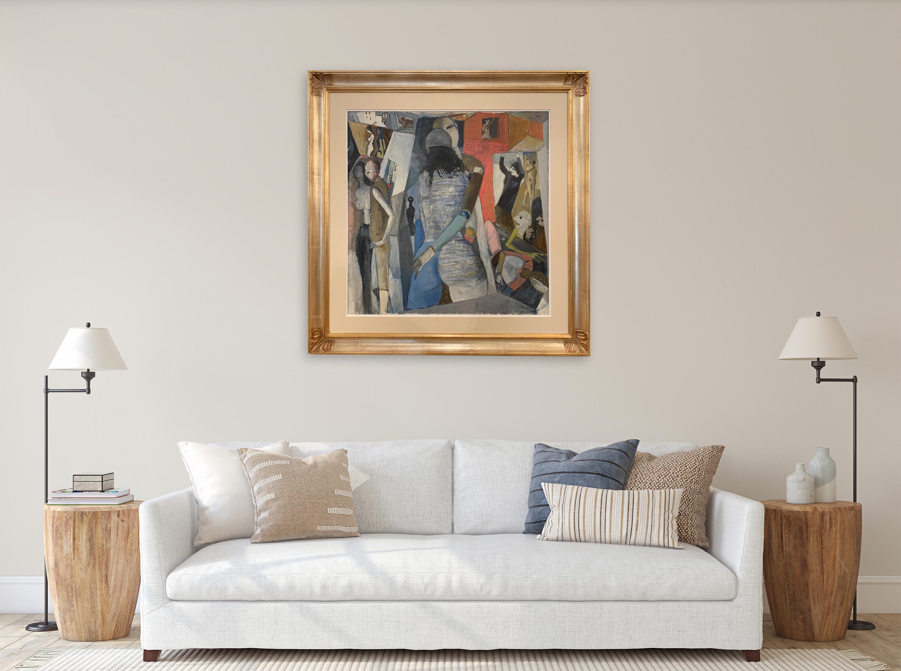 Menschen in Häusern von Bruno Paoli – figuratives Gemälde im Angebot 2