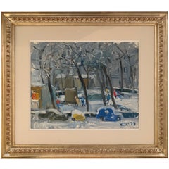 Peinture figurative « La neige de Plazzo Savonarola » de Bruno Paoli
