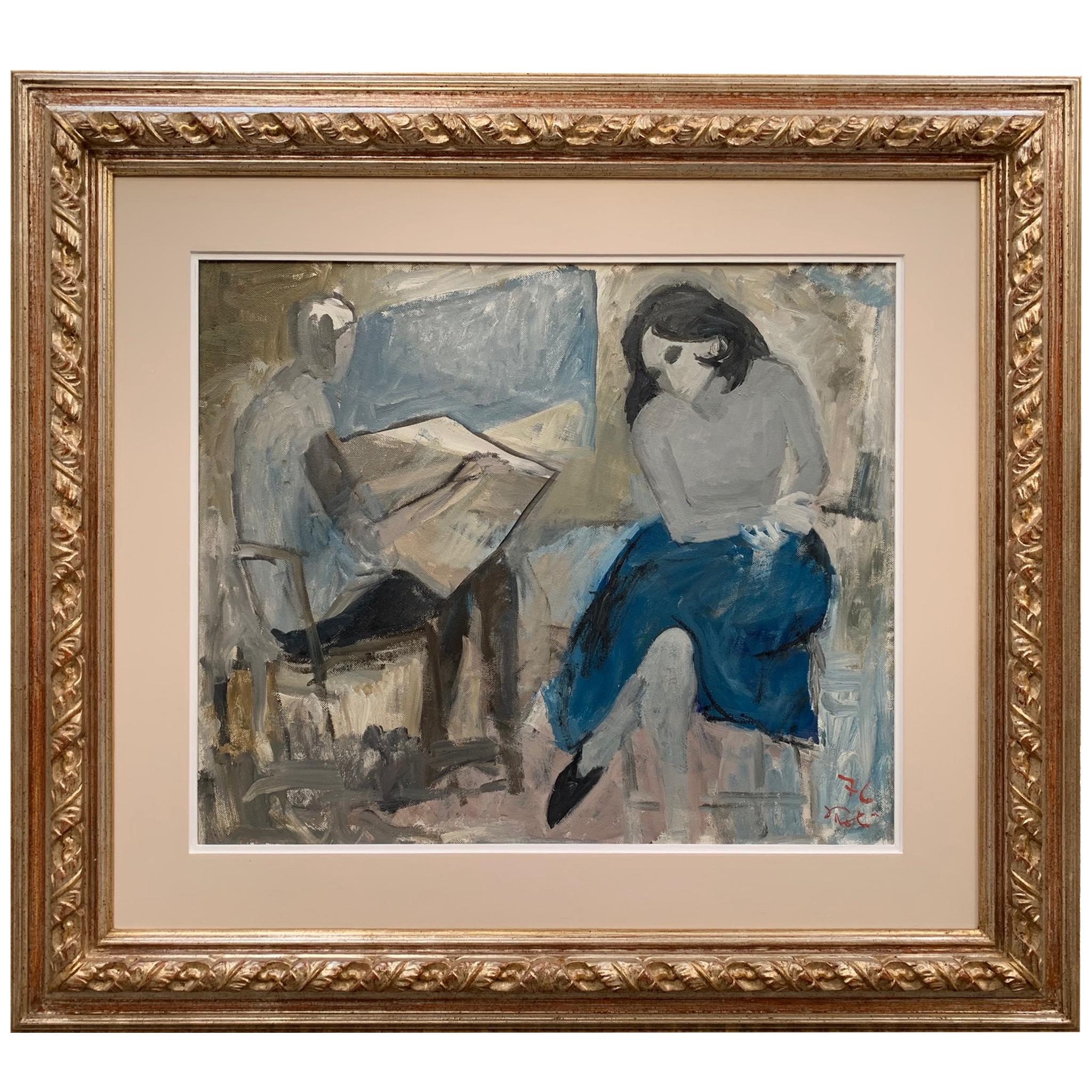 « The Artist & Nene » de Bruno Paoli - Peinture figurative en vente 1