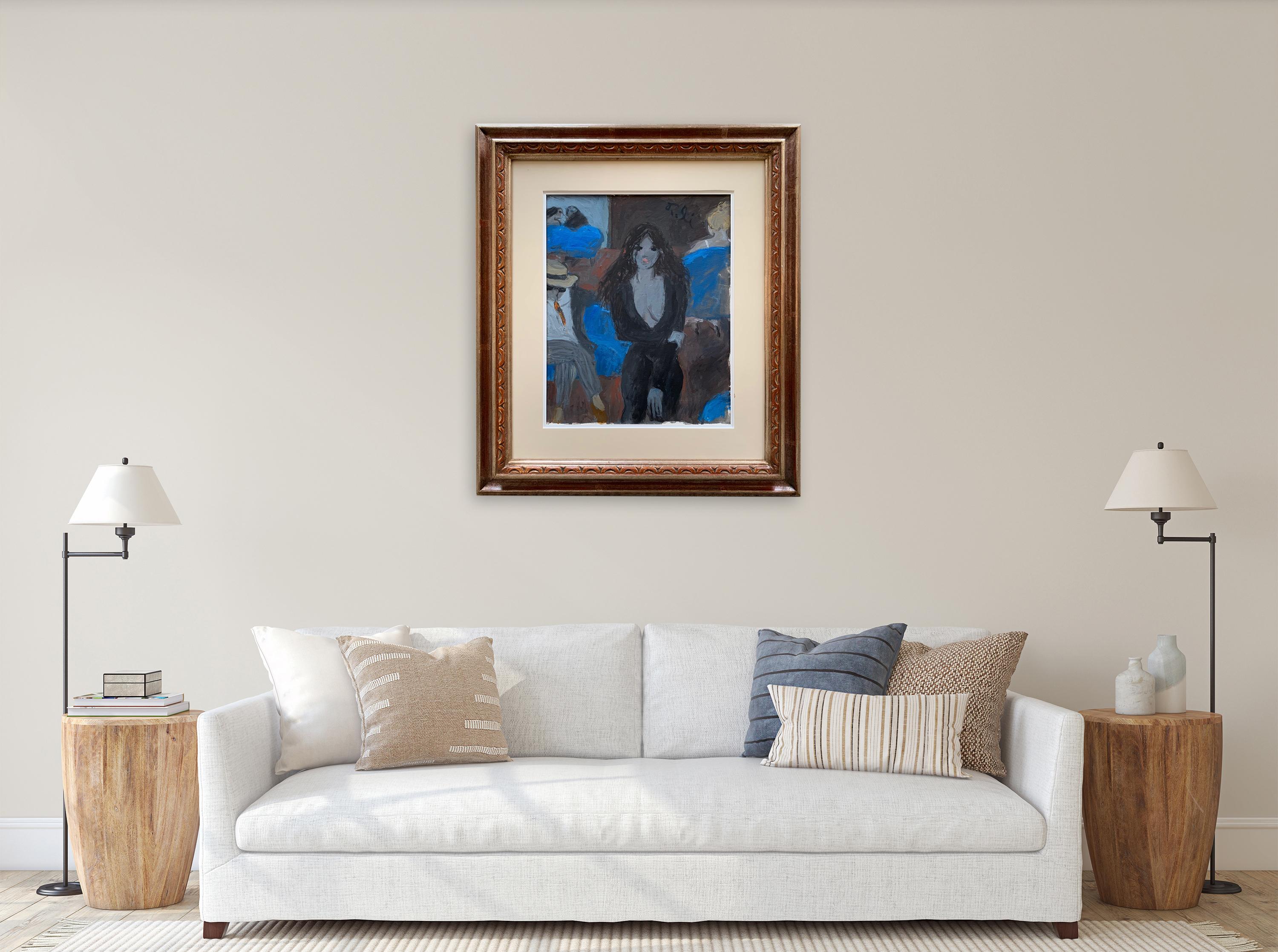 Turquoise Sofas By Bruno Paoli - Figurative Painting For Sale 2