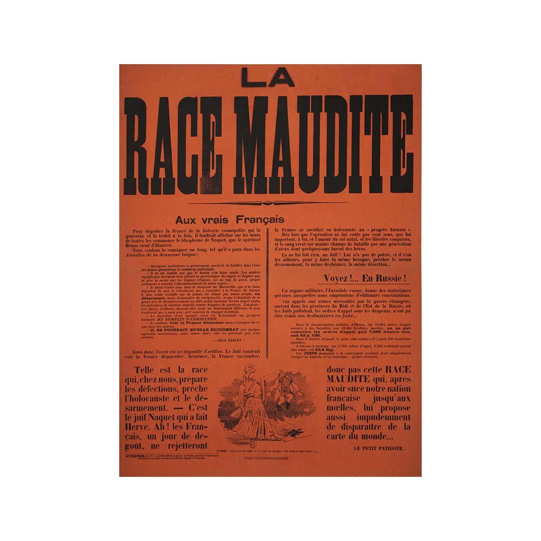 Cartel original de 1905 La Race Maudite de Bruno, publicado por Le Petit Patriote en venta 3