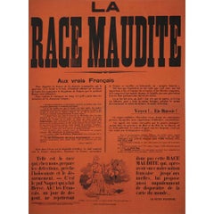 Cartel original de 1905 La Race Maudite de Bruno, publicado por Le Petit Patriote
