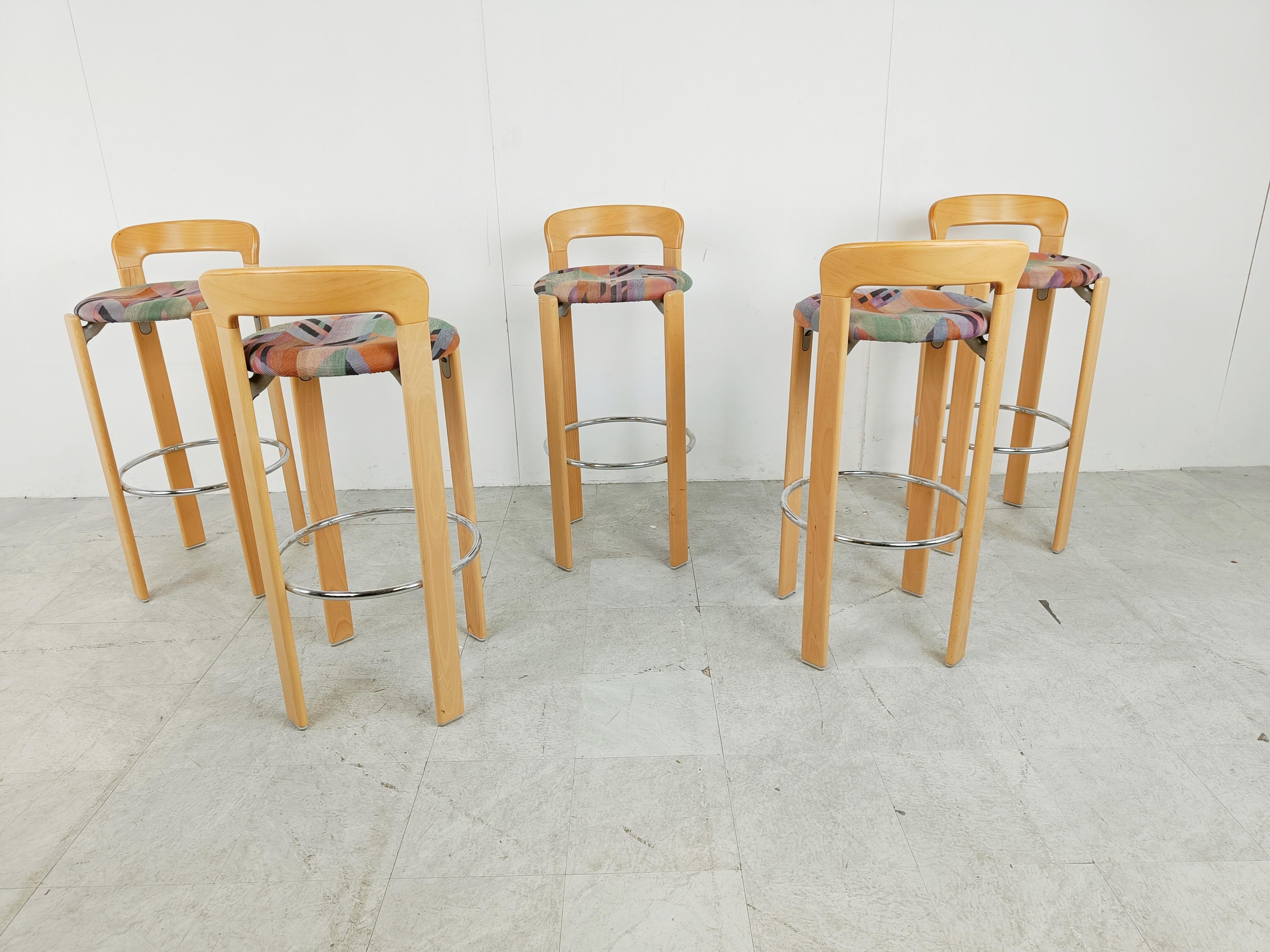 Mid-Century Modern Bruno Rey bar stools for Kush & Co, set of 5