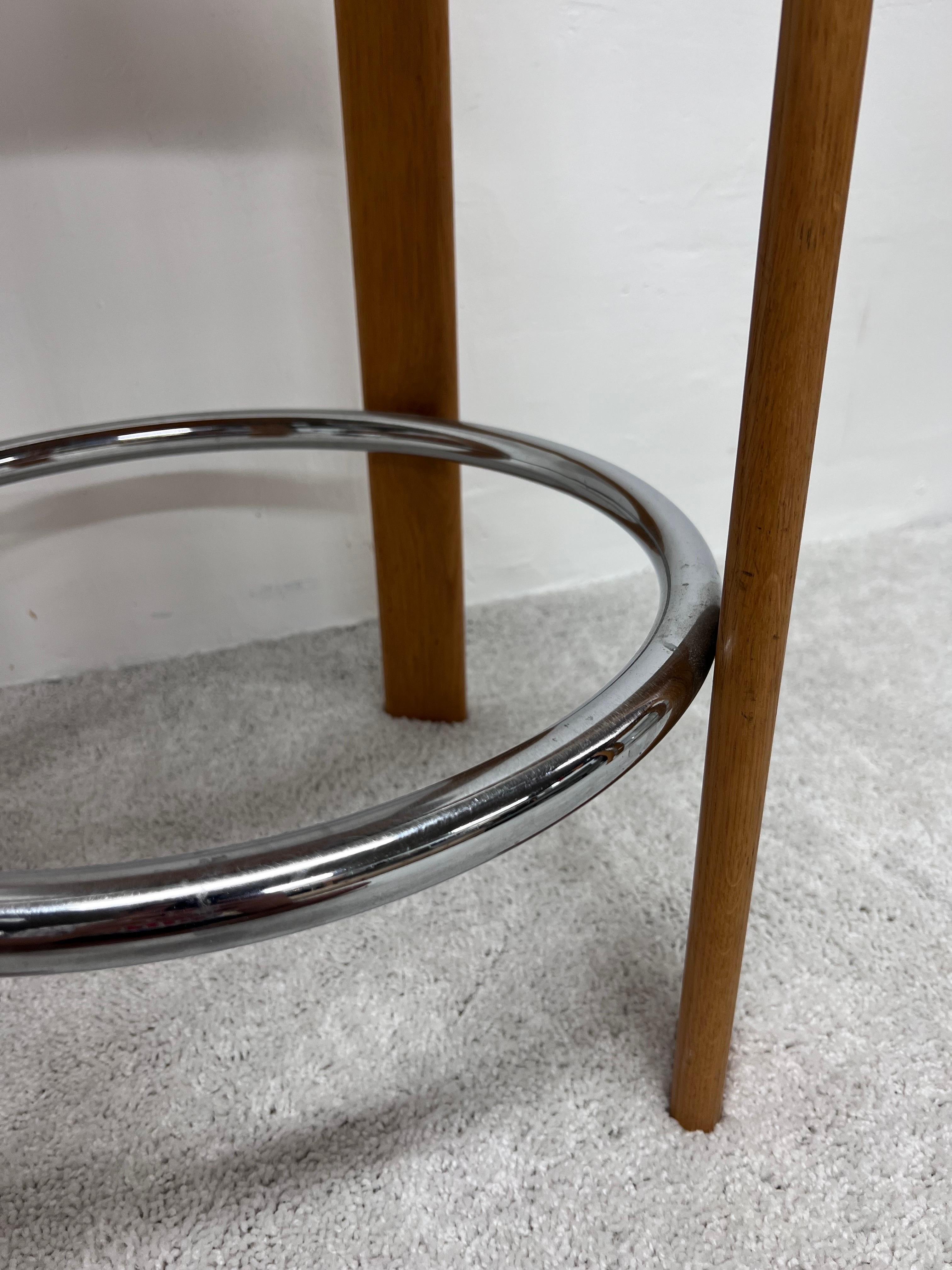 Bruno Rey Brown Leather and Beech Bar Stools for Stendig, 1970s, Set of Three 7