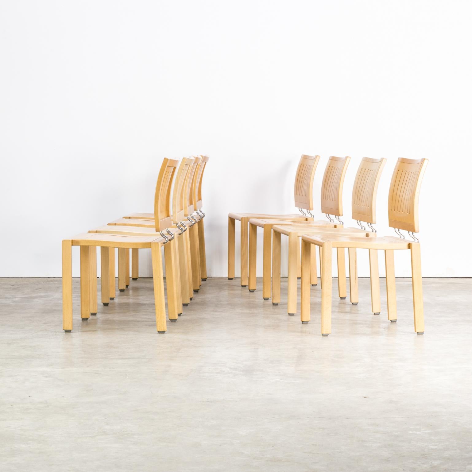 Swiss Bruno Rey & Charles Polin “Quadro W” Dining Chair for Dietiker, Set of 8 For Sale