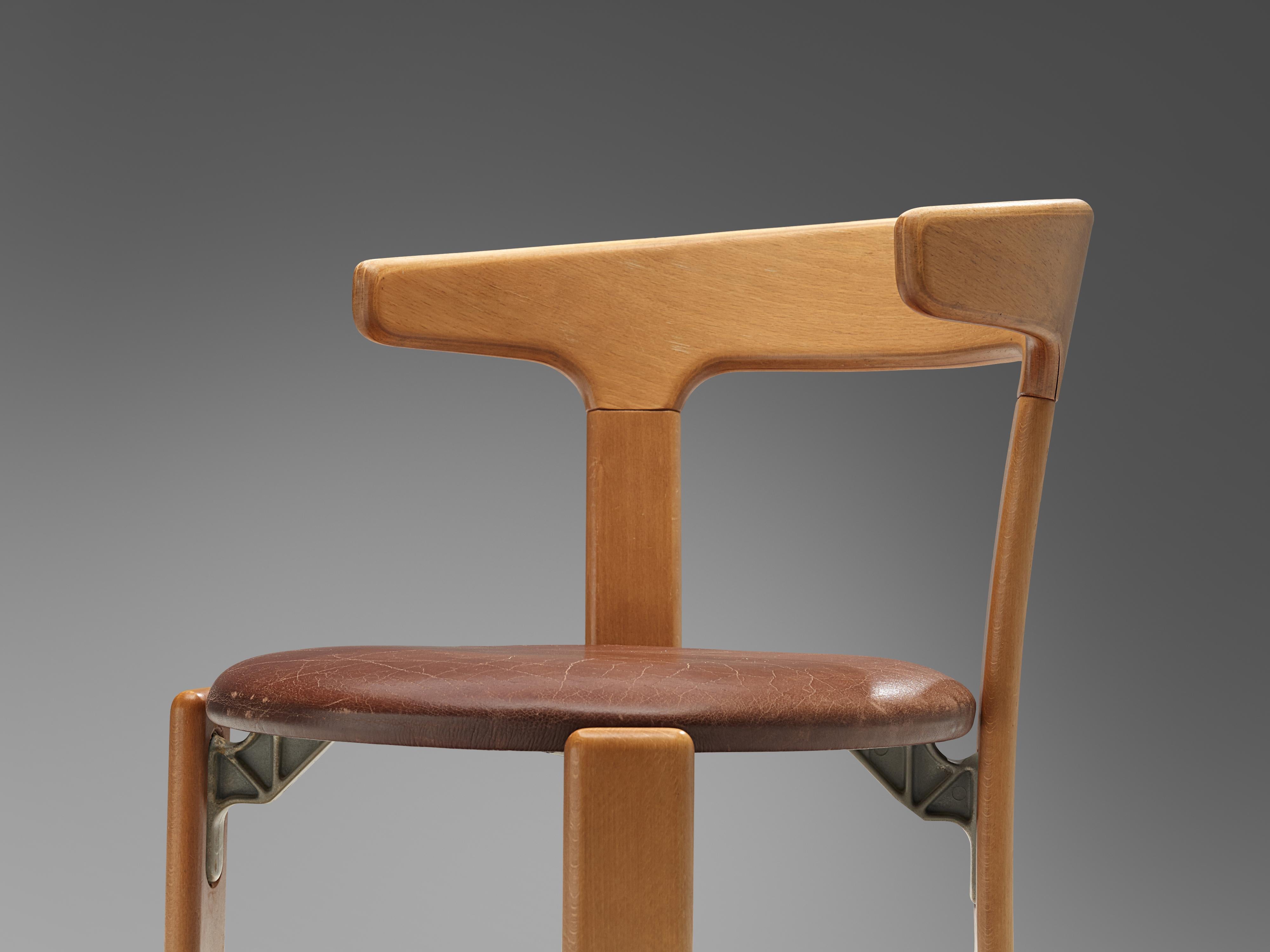 Bruno Rey Dining Chairs in Brown Leather 1