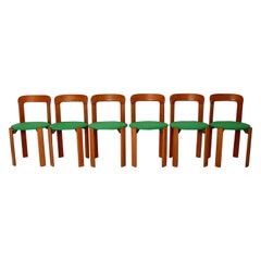 Esszimmerstühle von Bruno Rey, braun, Buche, grün, 1970er Jahre, bis fünfundzwanzig