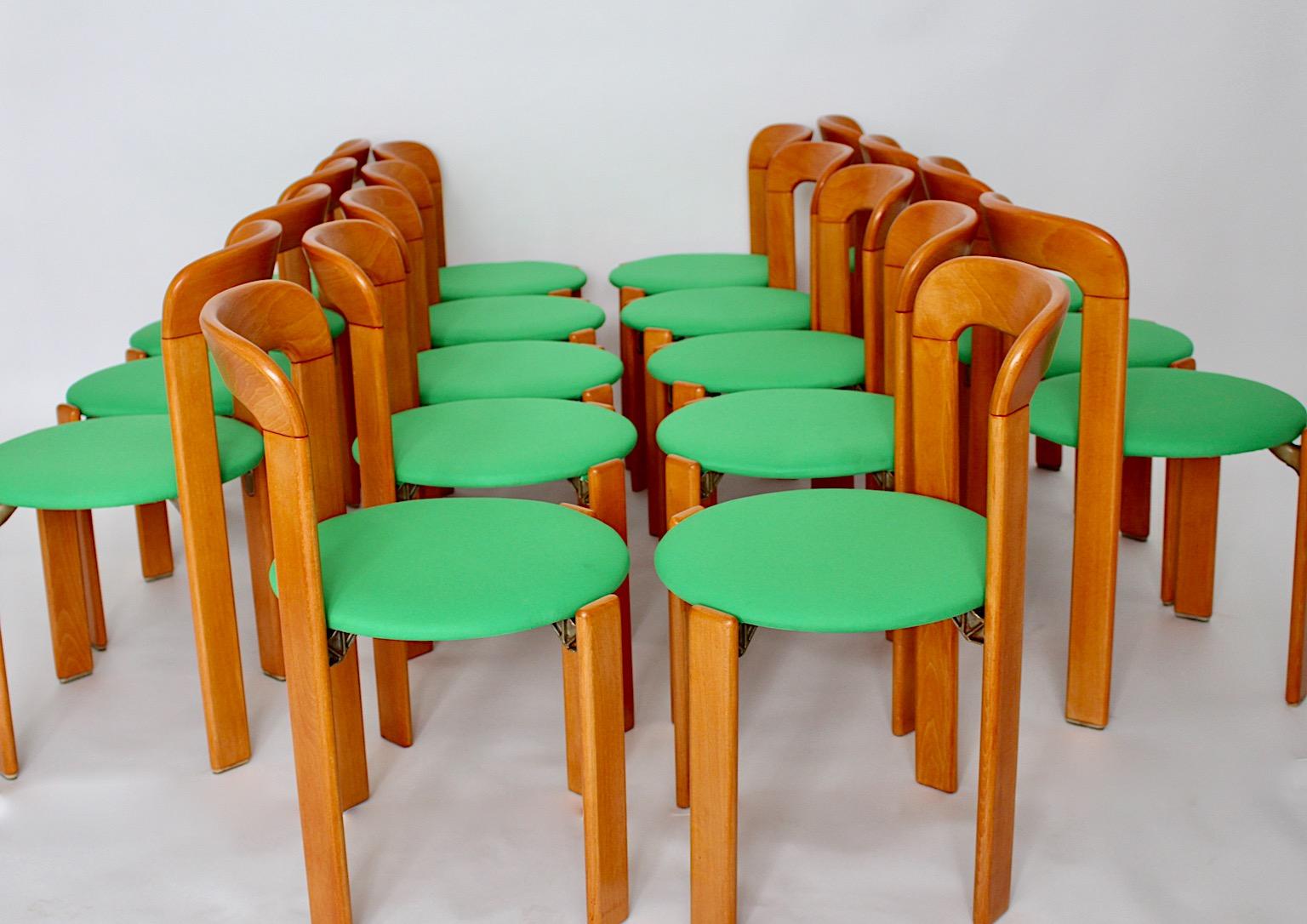 Bruno Rey Dining Chairs Vintage Brown Beech Green 1970s Up to Twenty Five For Sale 9