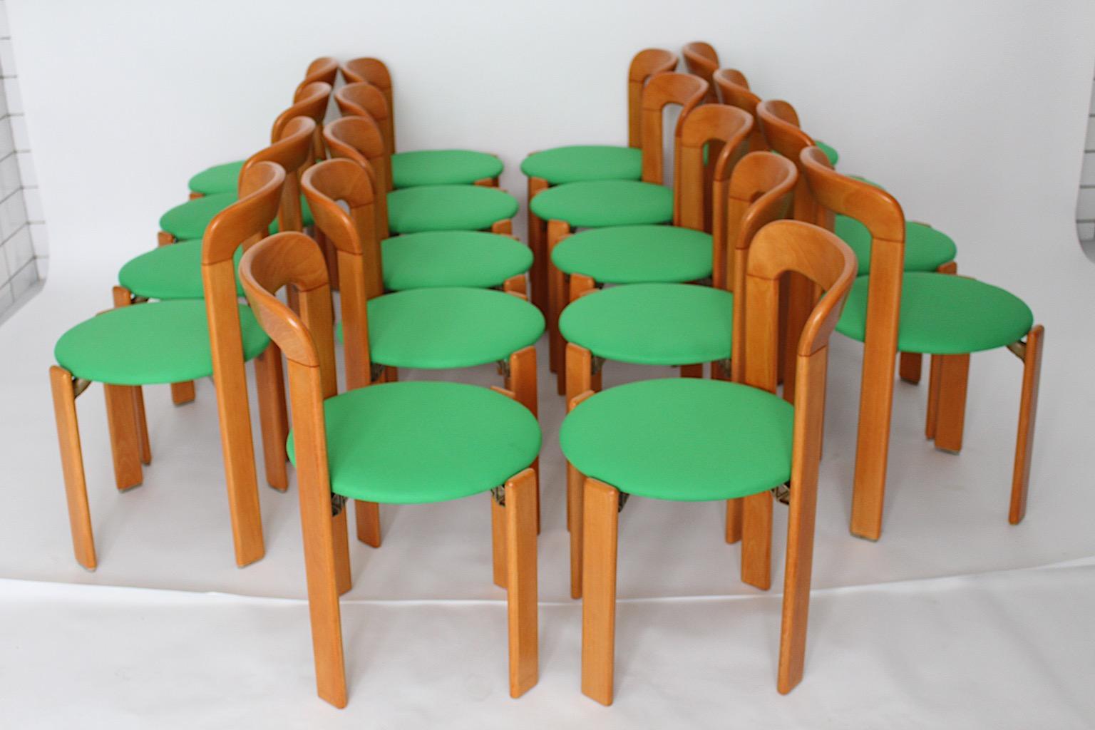 Bruno Rey Dining Chairs Vintage Brown Beech Green 1970s Up to Twenty Five For Sale 10