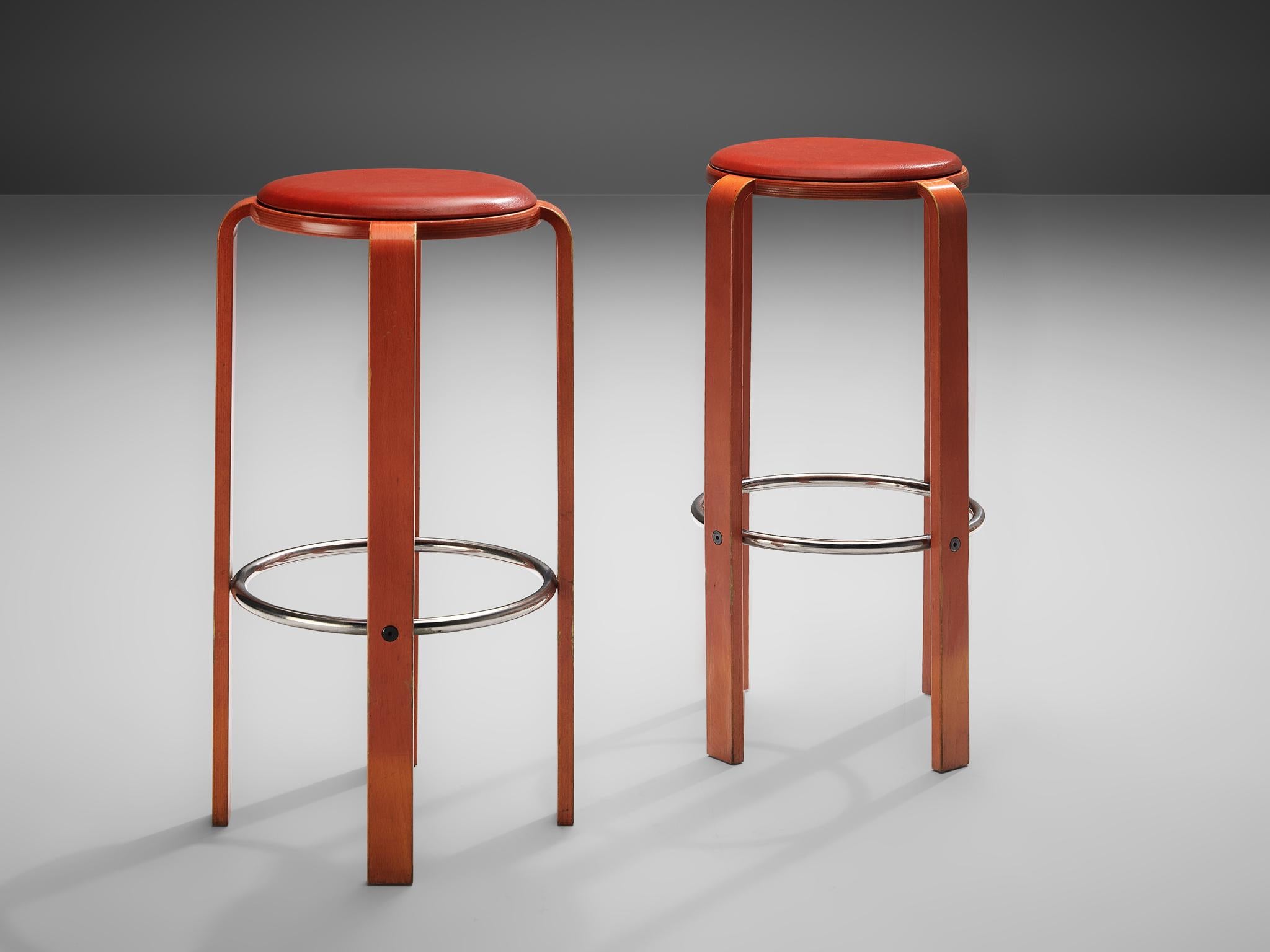 Bruno Rey for Dietiker Barstools in Red 6