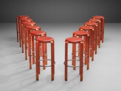 Bruno Rey for Dietiker Barstools in Red