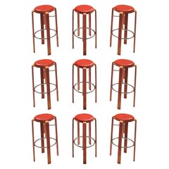 Bruno Rey for Dietiker Barstools in Red
