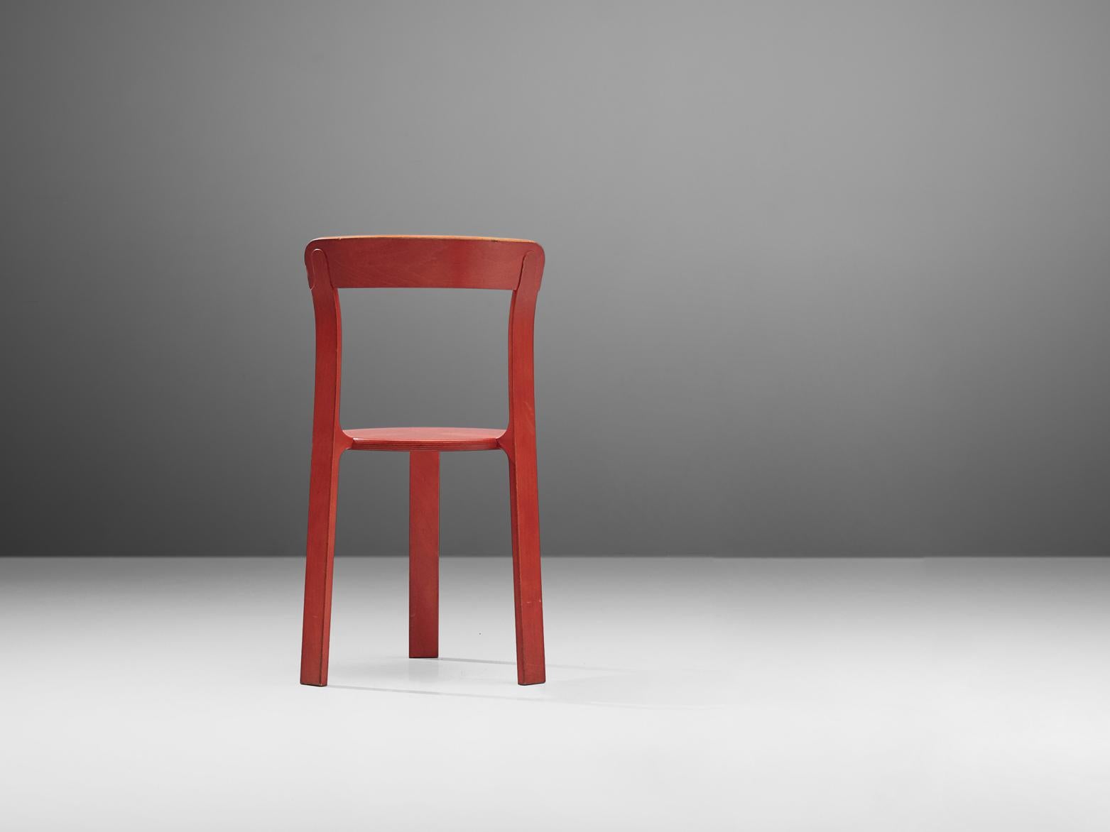 Swiss Bruno Rey for Dietiker Chair in Red Plywood