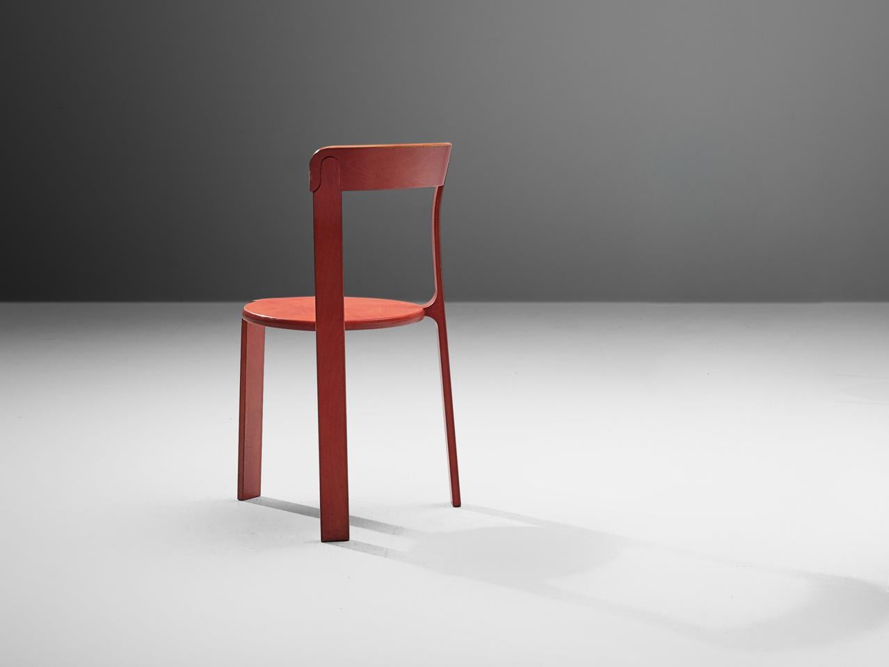 Bruno Rey for Dietiker Chair in Red Plywood 1