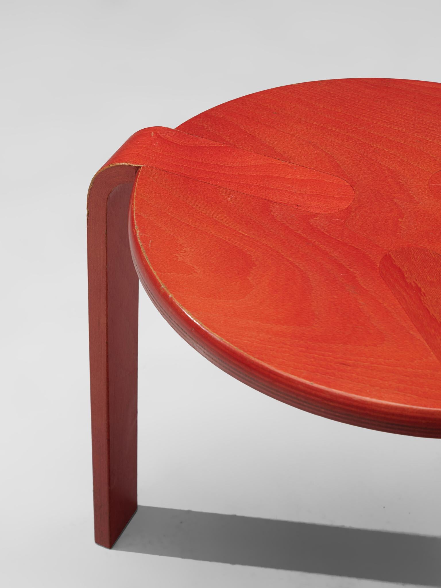 Bruno Rey for Dietiker Chairs in Red Plywood, 1970s 3