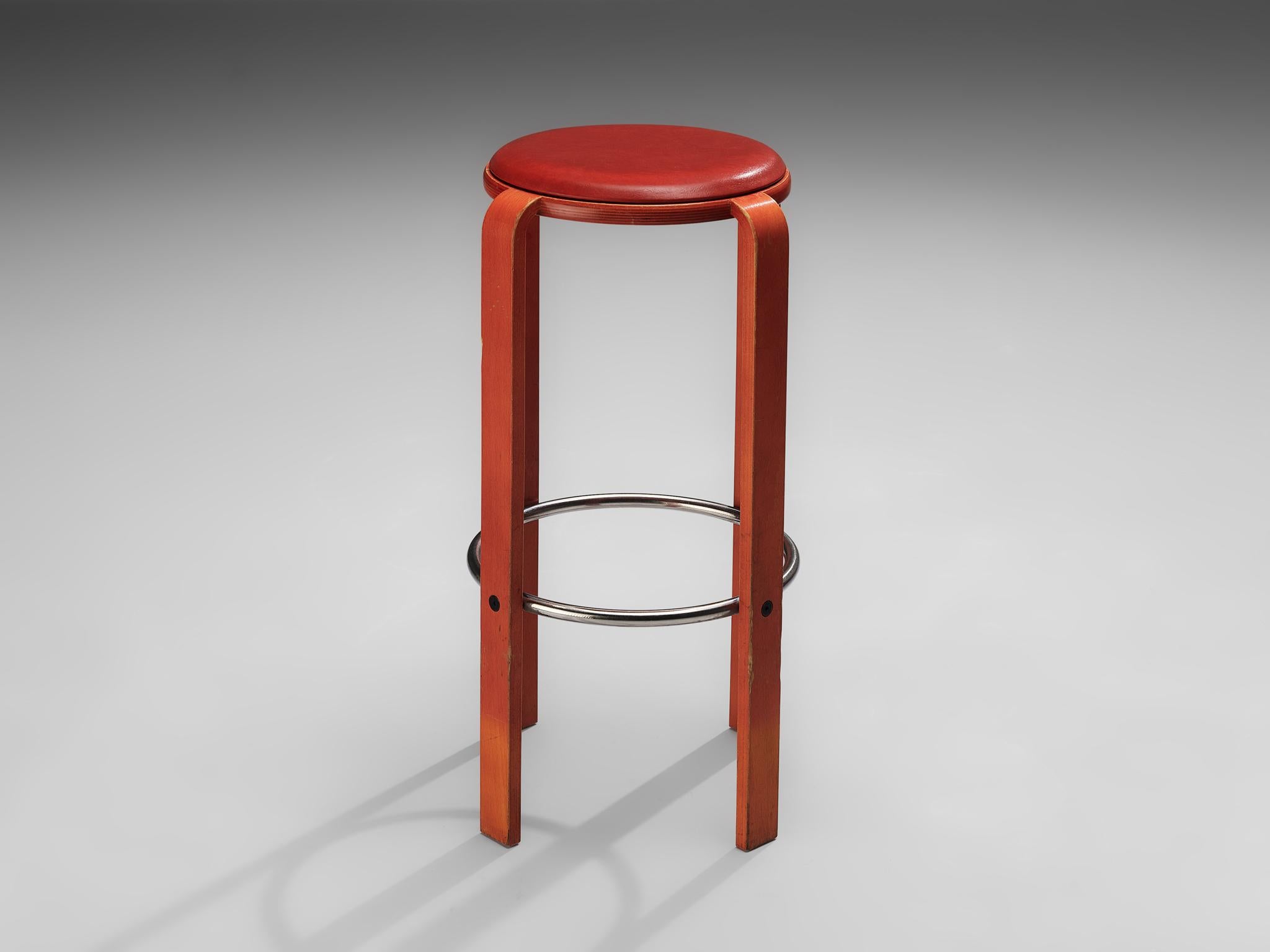 Late 20th Century Bruno Rey for Dietiker Red Barstool  For Sale