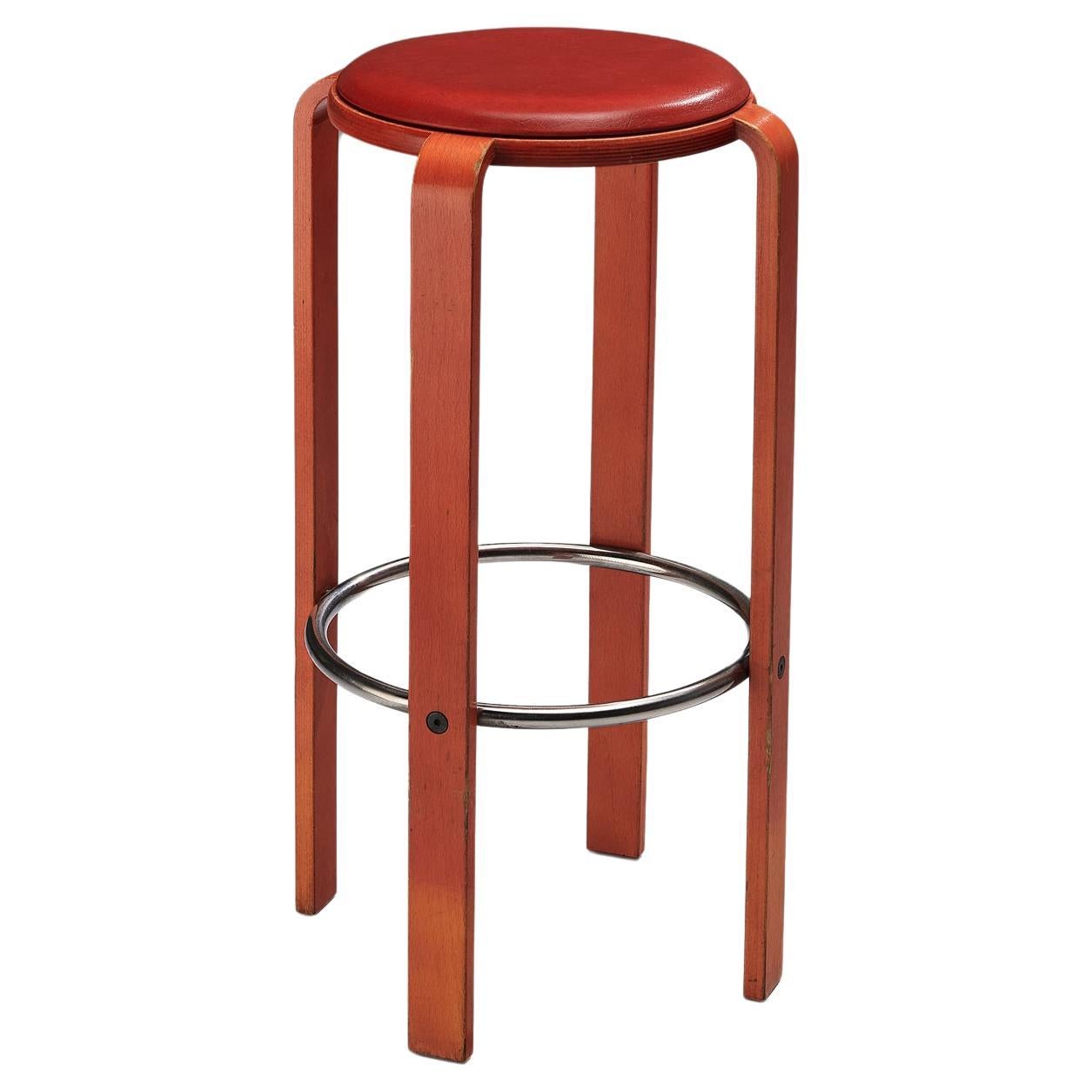 Bruno Rey for Dietiker Red Barstool  For Sale