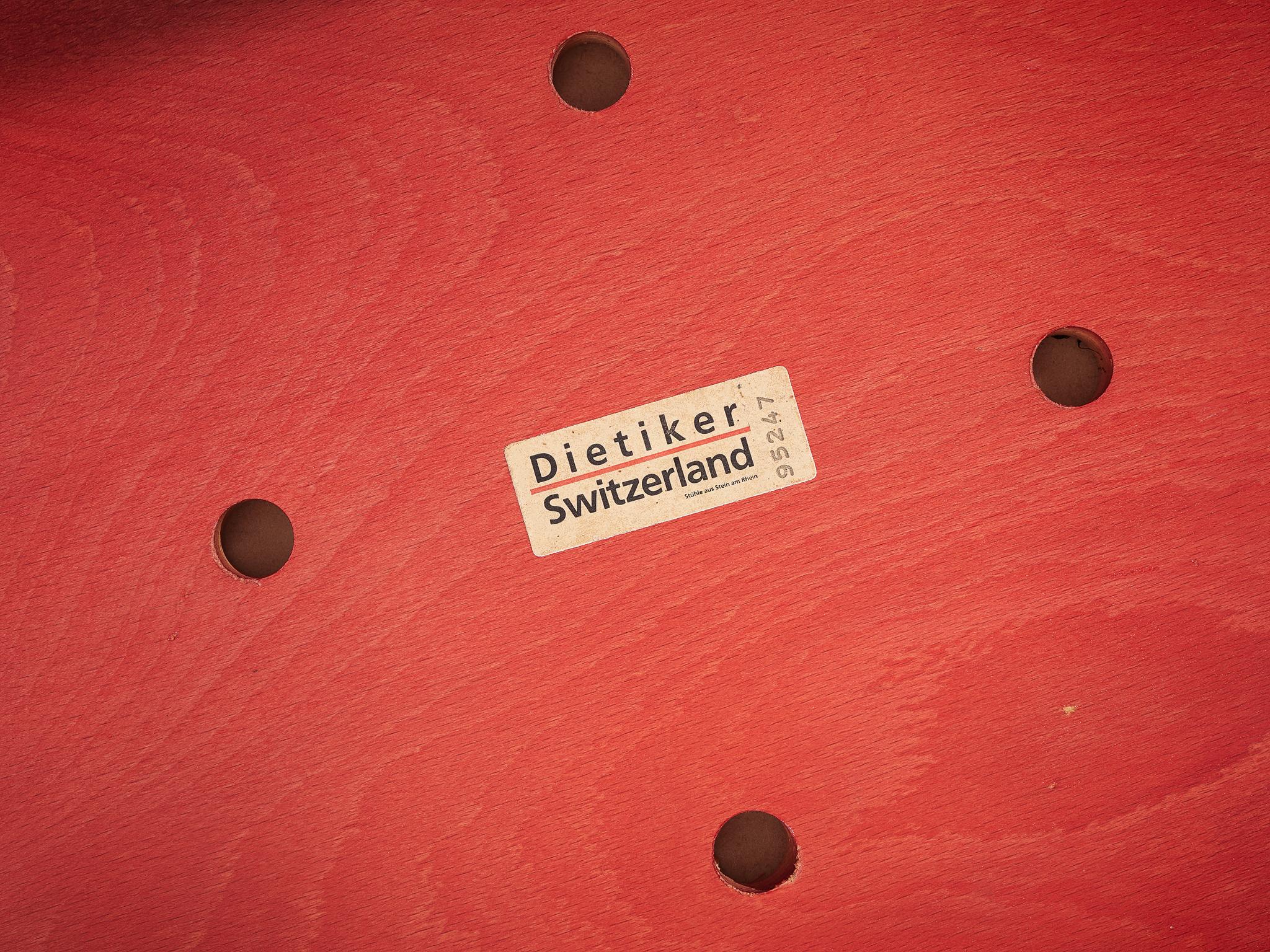 Aluminum Bruno Rey for Dietiker Set of Three Barstools in Red