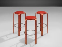Bruno Rey for Dietiker Set of Three Barstools in Red