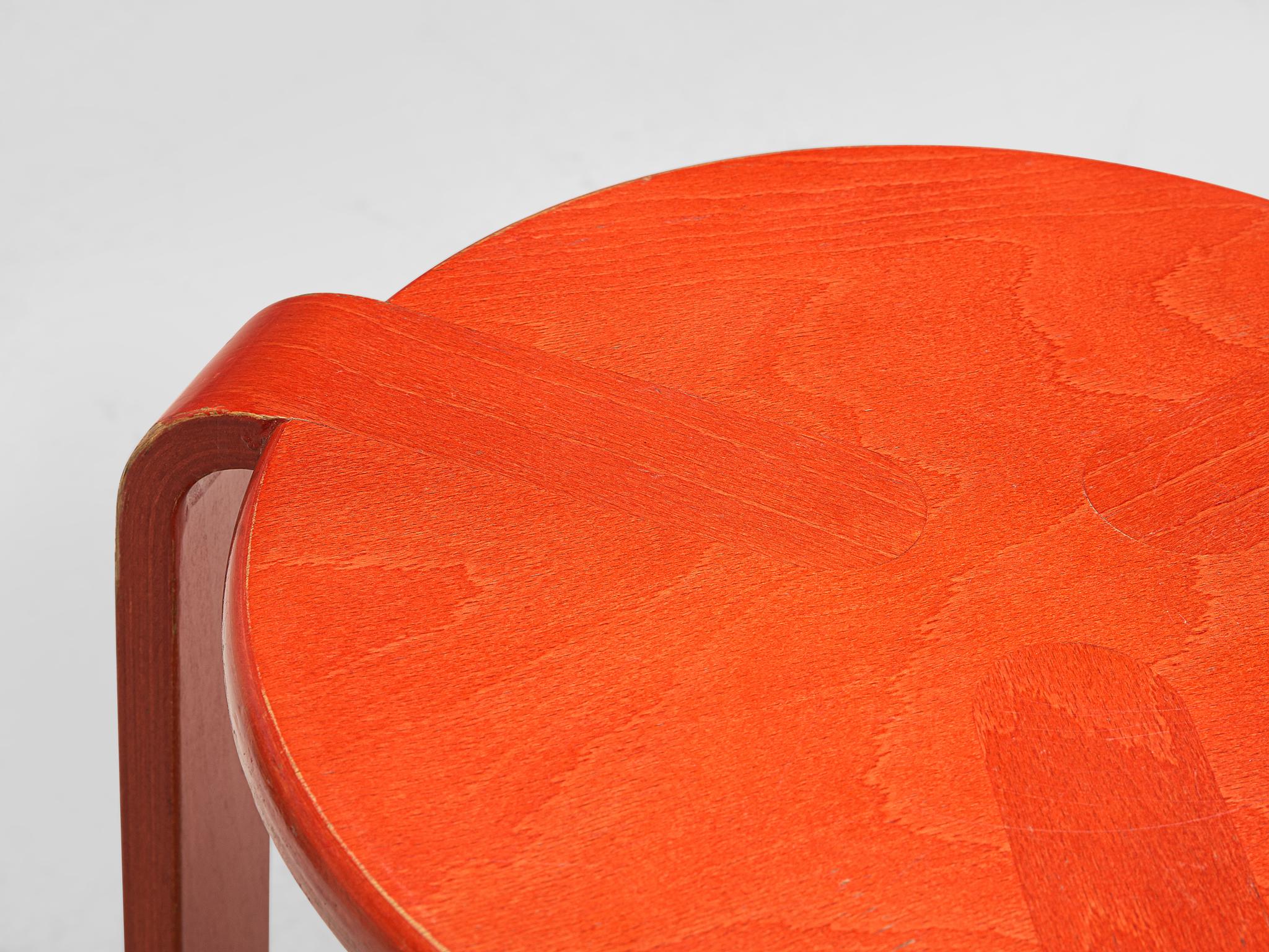 Swiss Bruno Rey for Dietiker Stools in Red Plywood