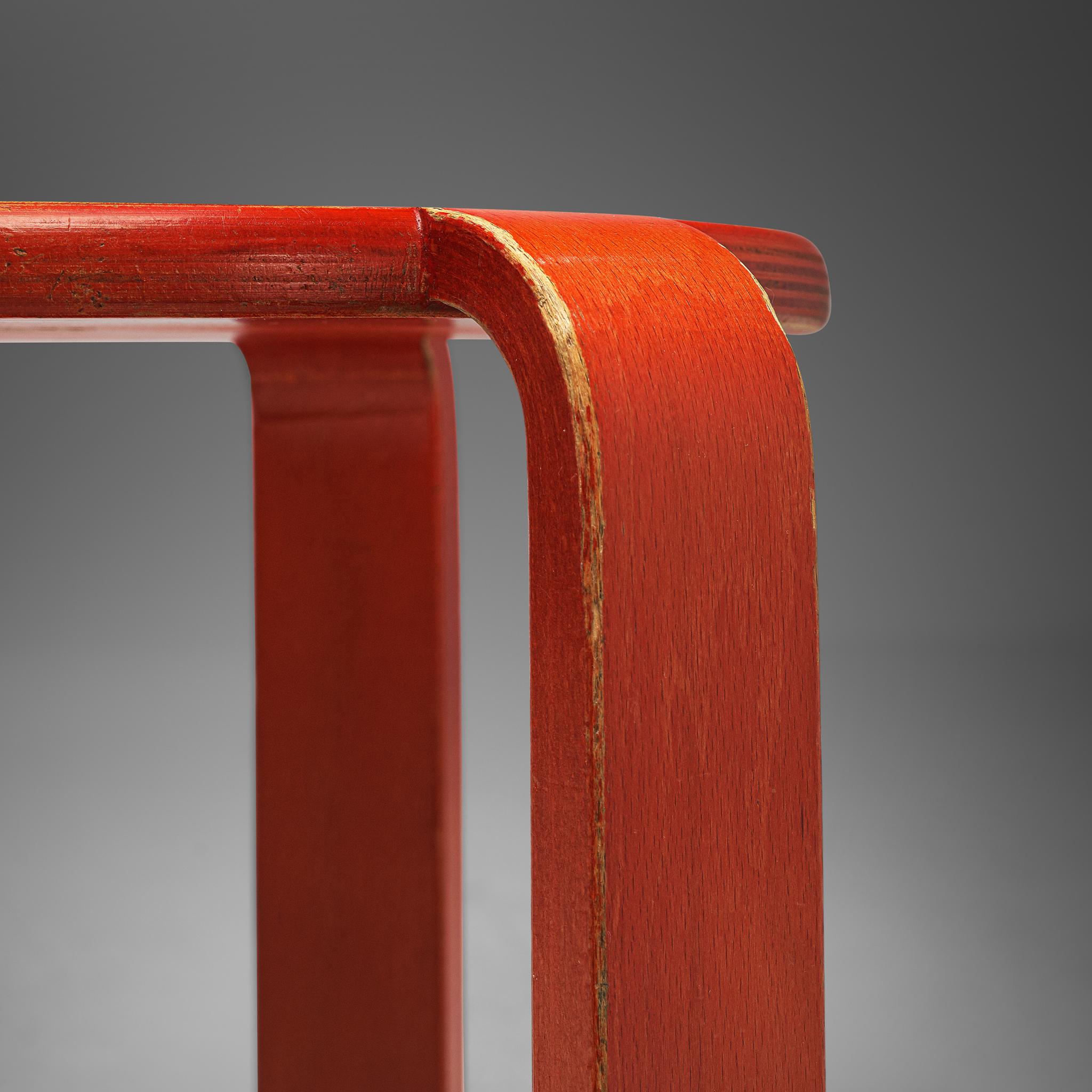 Late 20th Century Bruno Rey for Dietiker Stools in Red Plywood