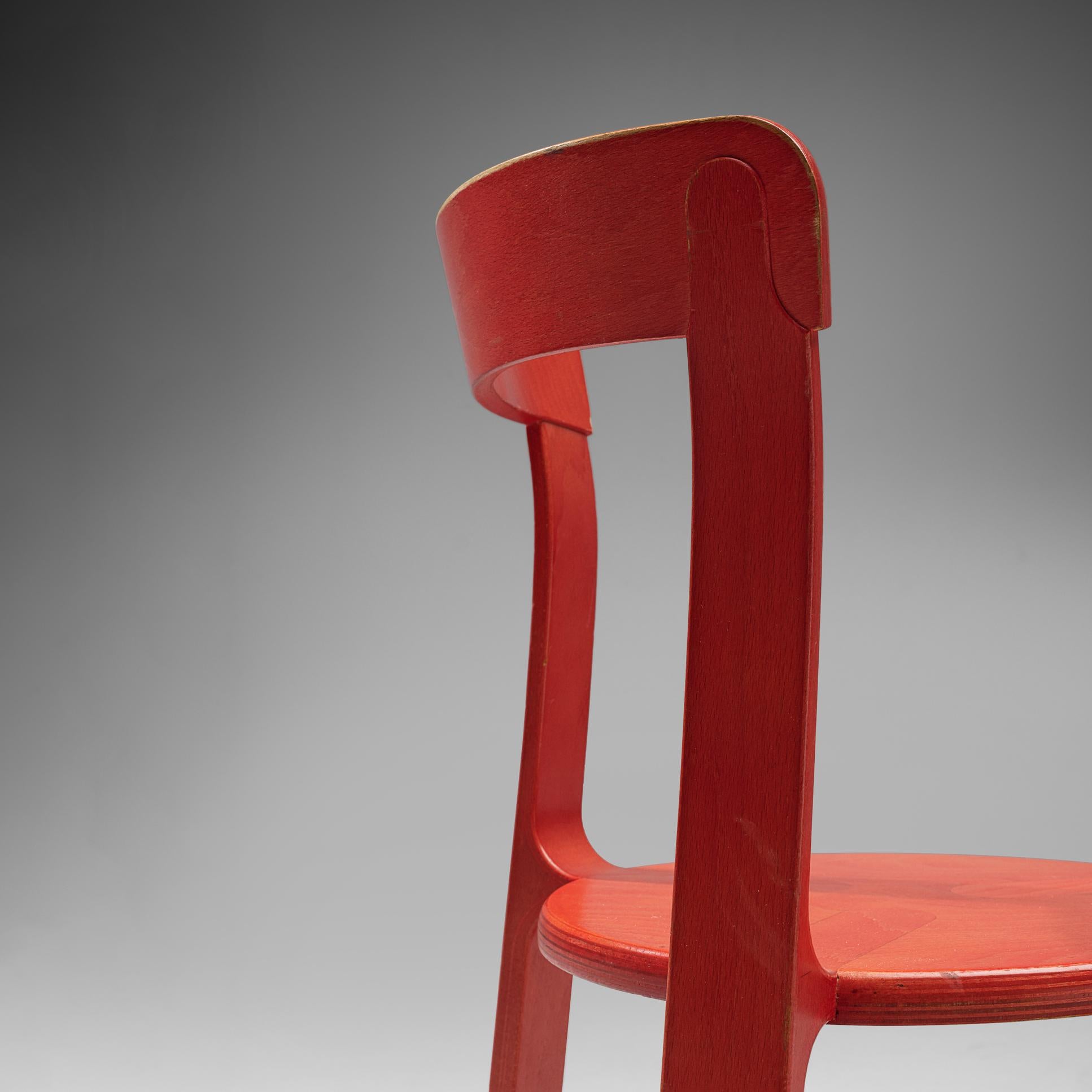 Fauteuils tripodes Bruno Rey pour Dietiker en bois de couleur rouge 1