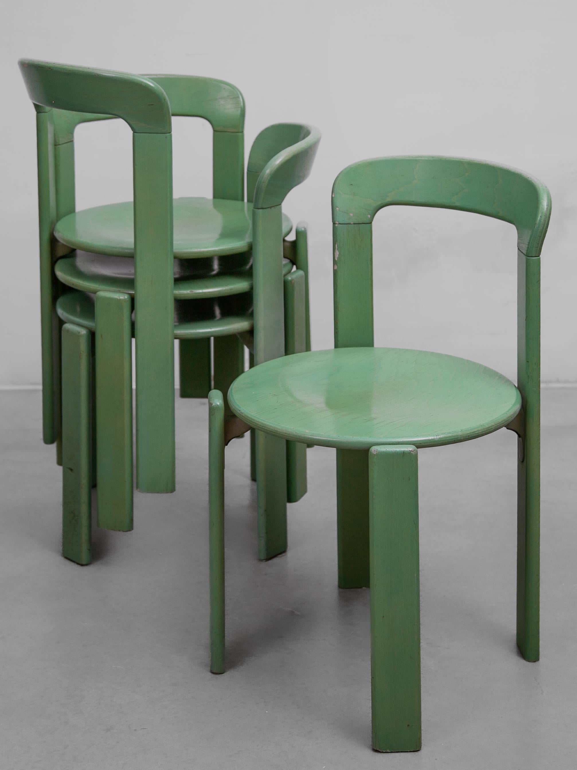 Ensemble table et quatre chaises vert Bruno Rey, 1979, Kusch and Co, modèle 3300 en vente 3