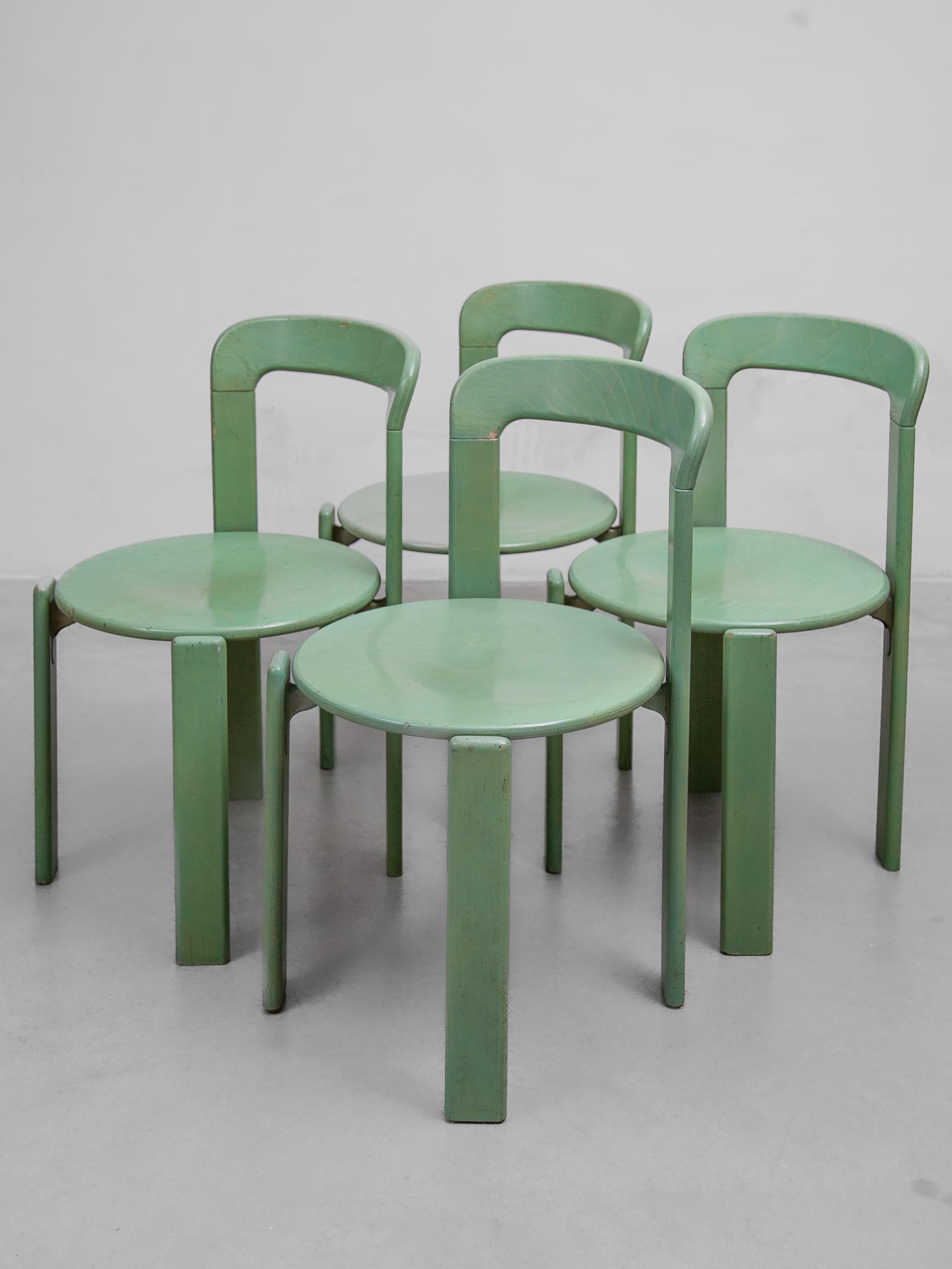 Ensemble table et quatre chaises vert Bruno Rey, 1979, Kusch and Co, modèle 3300 Bon état - En vente à Antwerp, BE